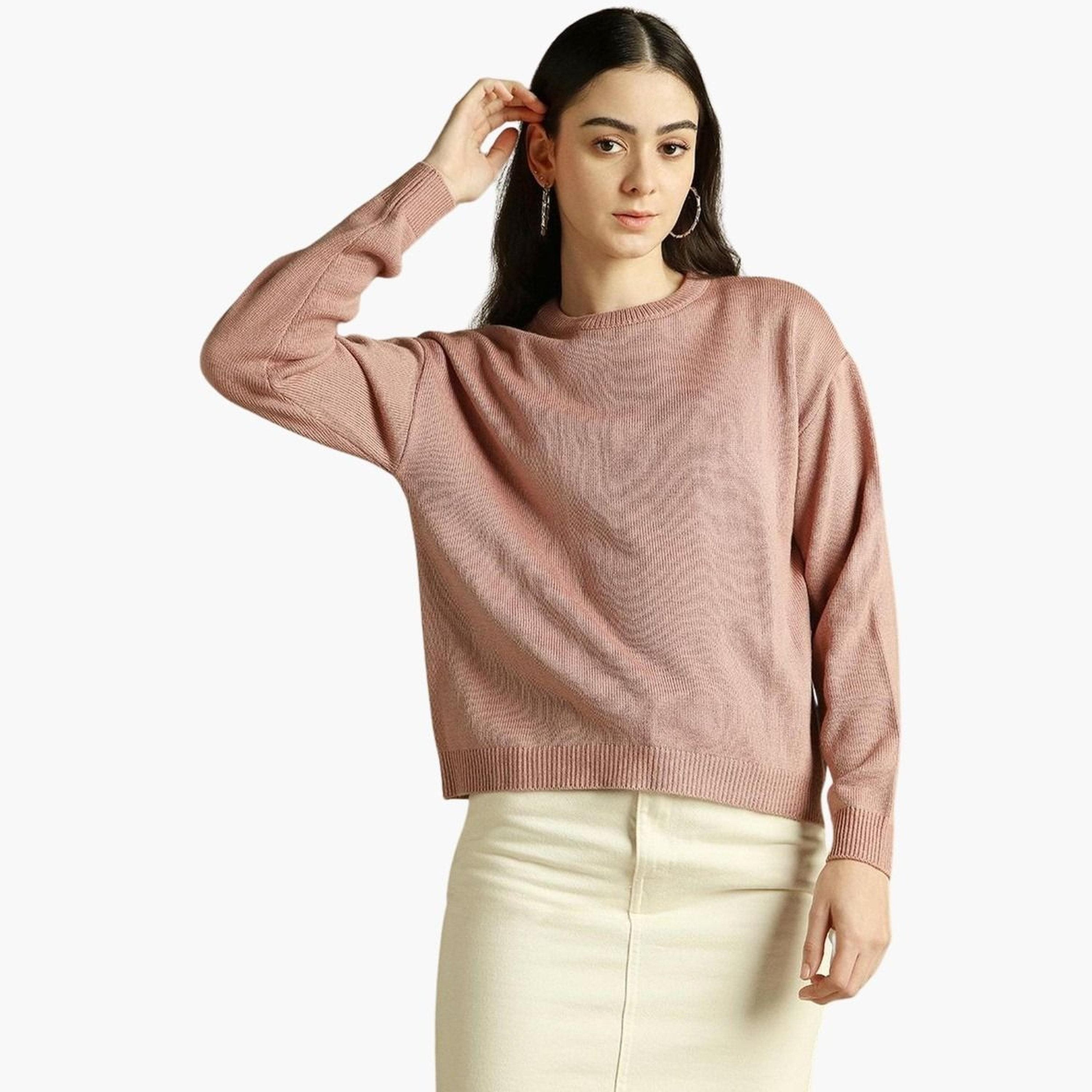 دينيس لينغو - سترة محبوكة وردية اللون برقبة دائرية للنساء -women-winterwear-cardigansandjumpers-jumpers-image-6