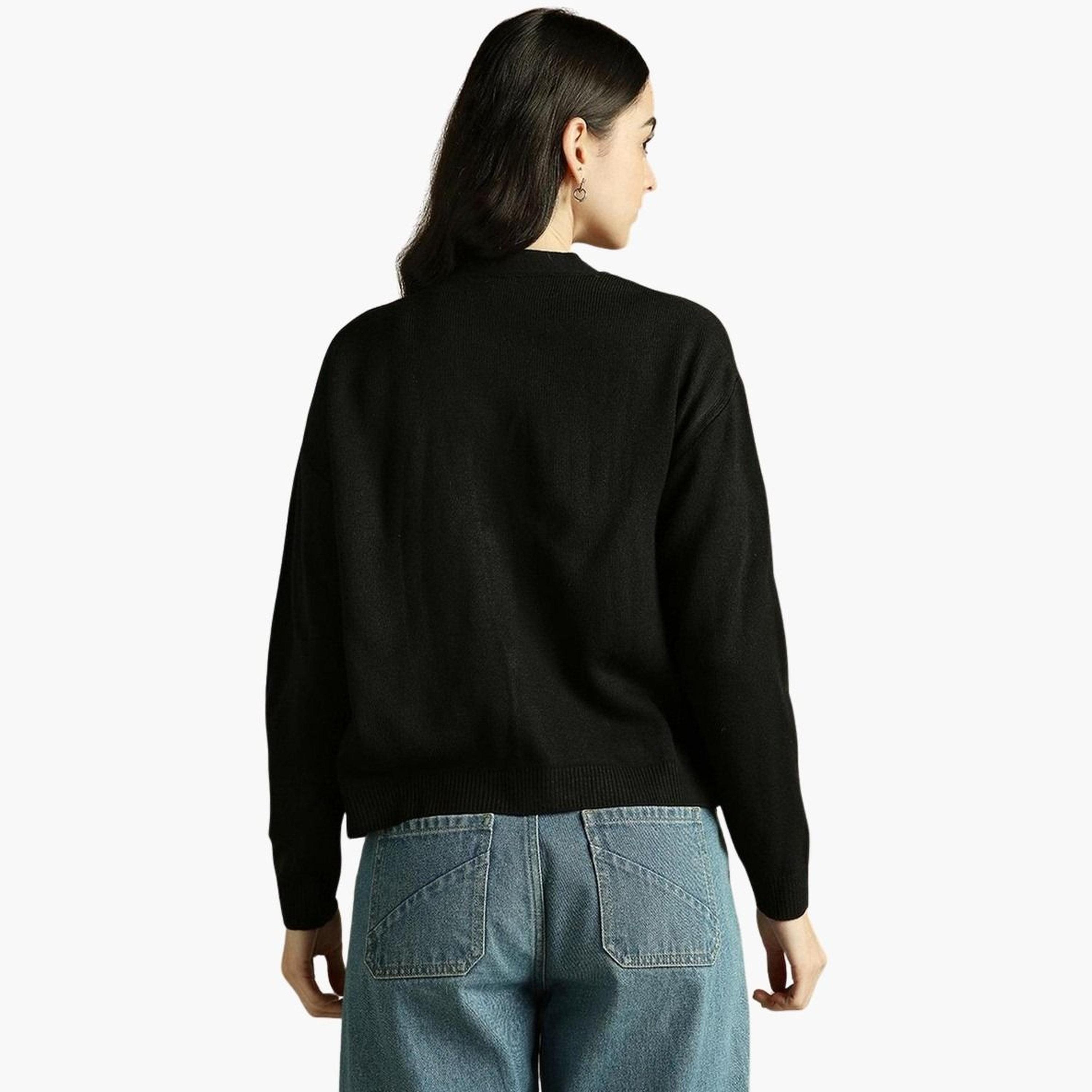 دينيس لينغو - كارديغان أسود قصير محبوك للنساء -women-winterwear-cardigansandjumpers-cardigans-image-3