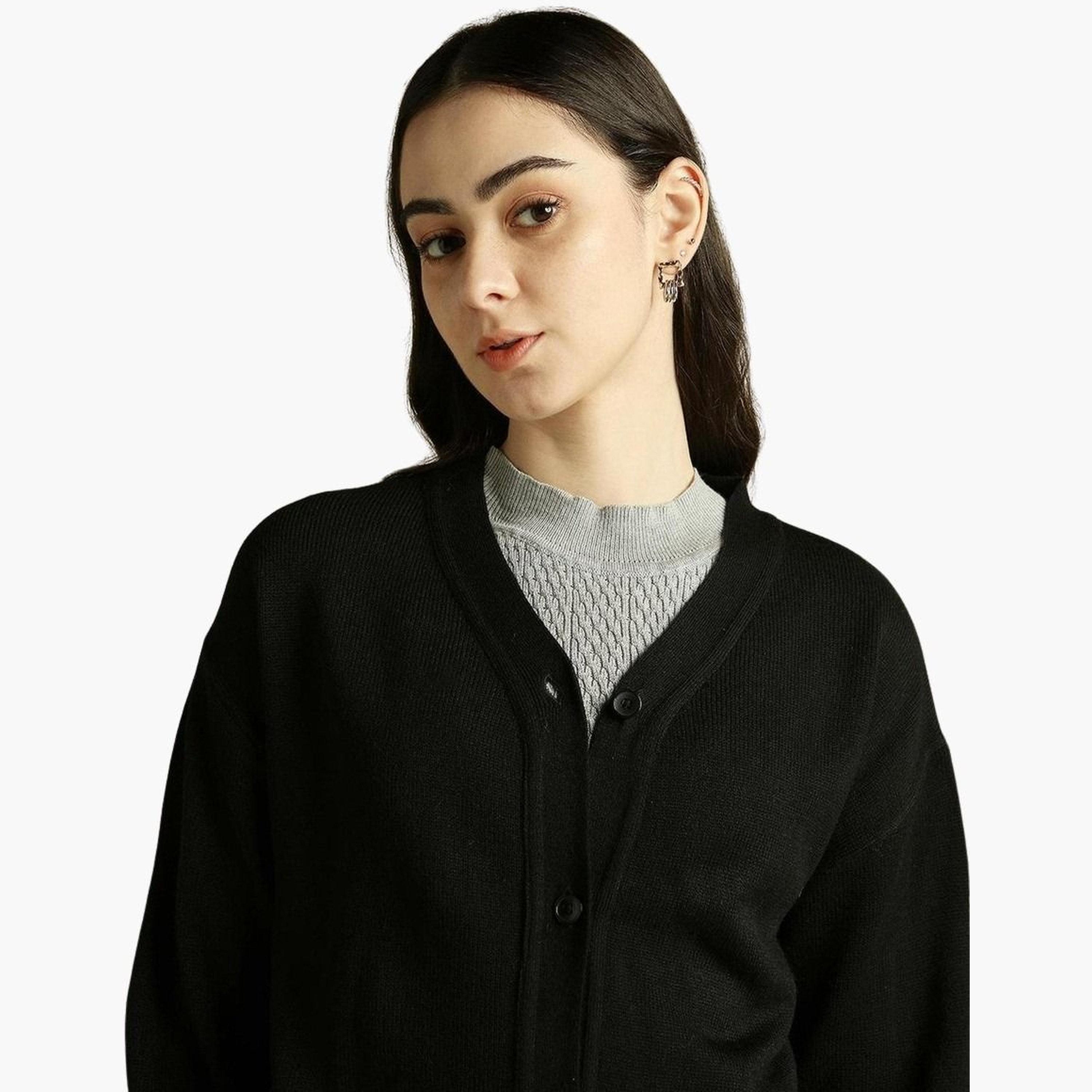 دينيس لينغو - كارديغان أسود قصير محبوك للنساء -women-winterwear-cardigansandjumpers-cardigans-image-4