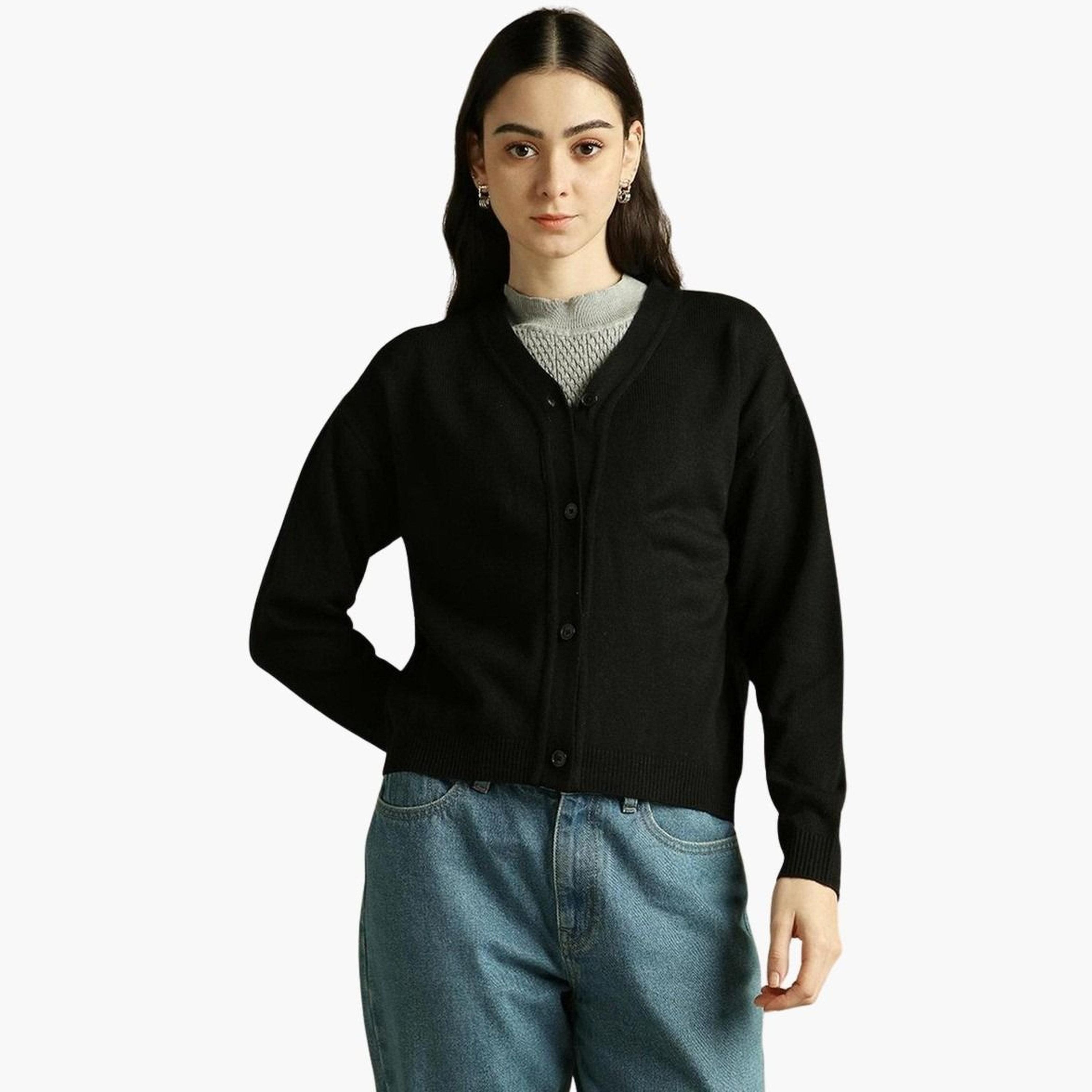 دينيس لينغو - كارديغان أسود قصير محبوك للنساء -women-winterwear-cardigansandjumpers-cardigans-image-6