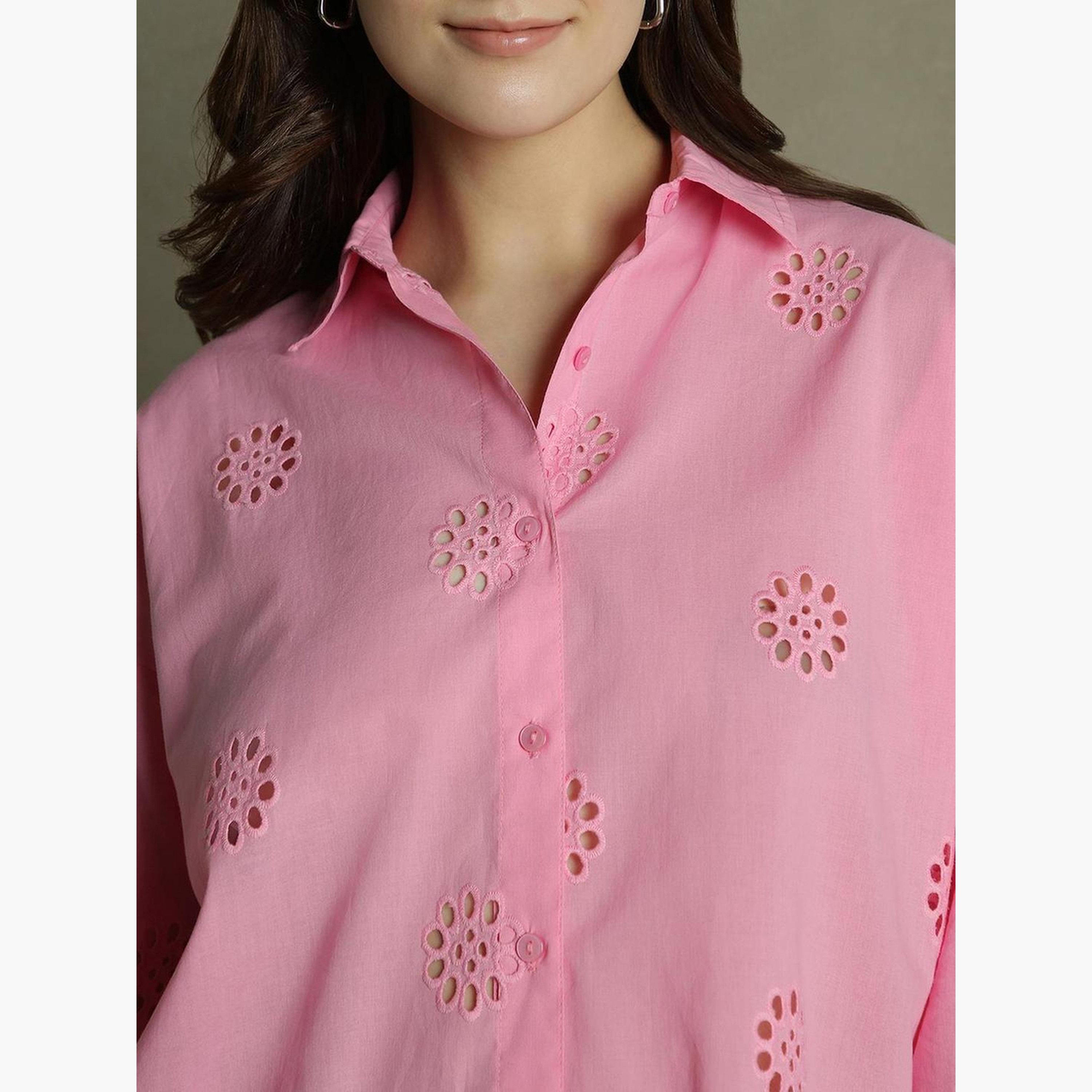 دينيس لينغو - قميص شيفلي كاجوال مريح باللون الوردي للنساء-women-clothing-shirtsandblouses-shirts-image-4