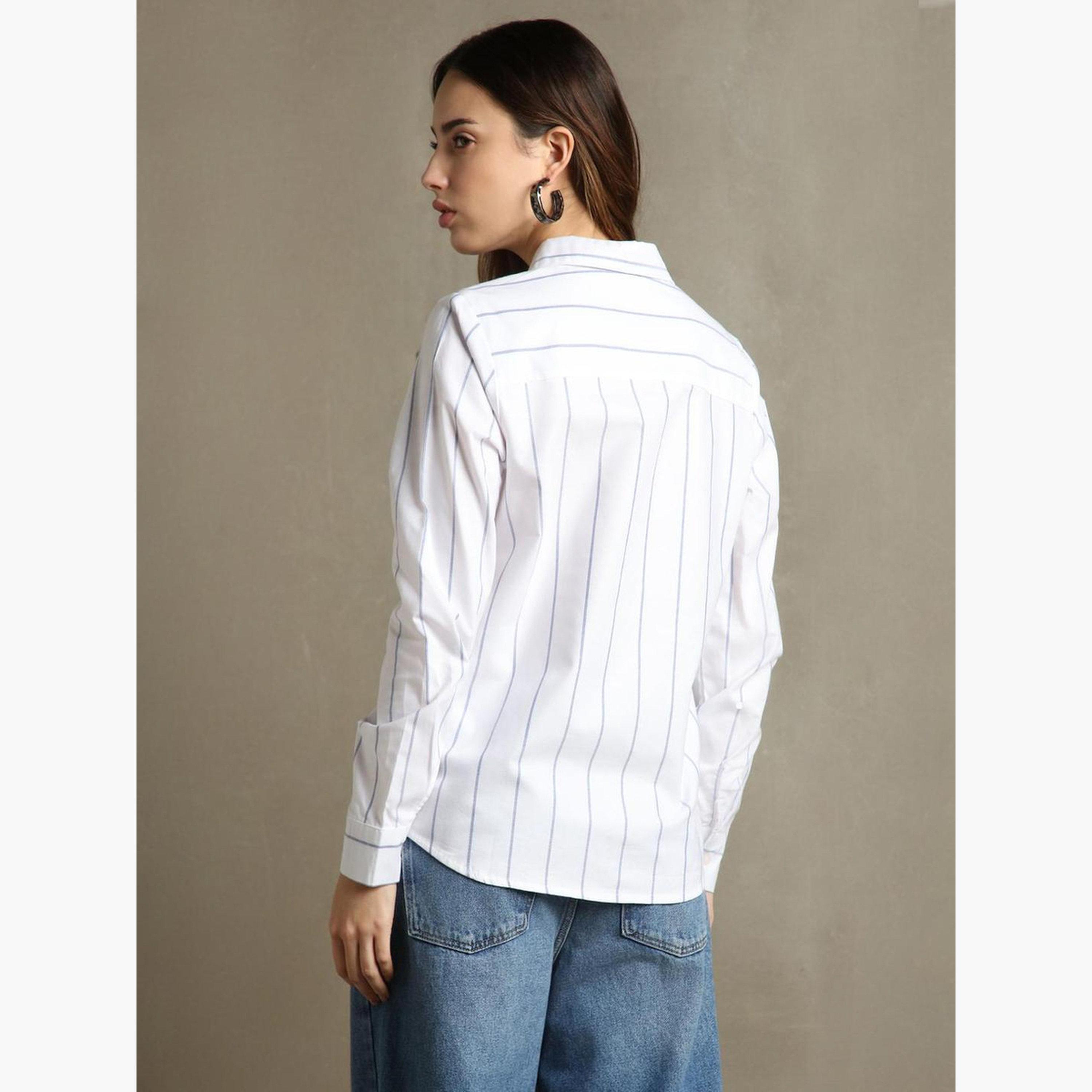 Dennis Lingo White Striped Long Sleeve Casual Shirt-women-clothing-shirtsandblouses-shirts-image-3