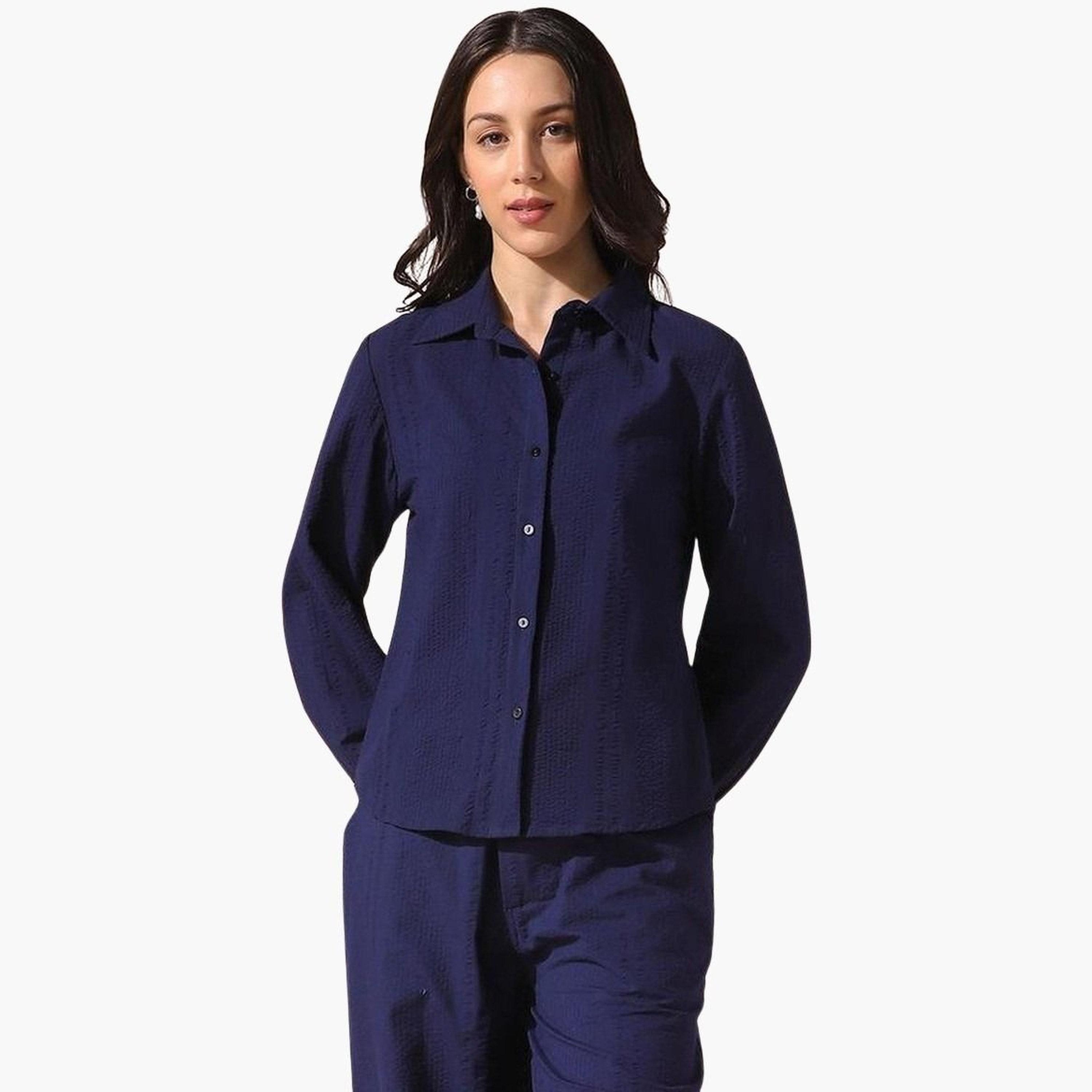 دينيس لينغو - قميص أزرق داكن بقصّة عادية للنساء-women-clothing-shirtsandblouses-shirts-image-3
