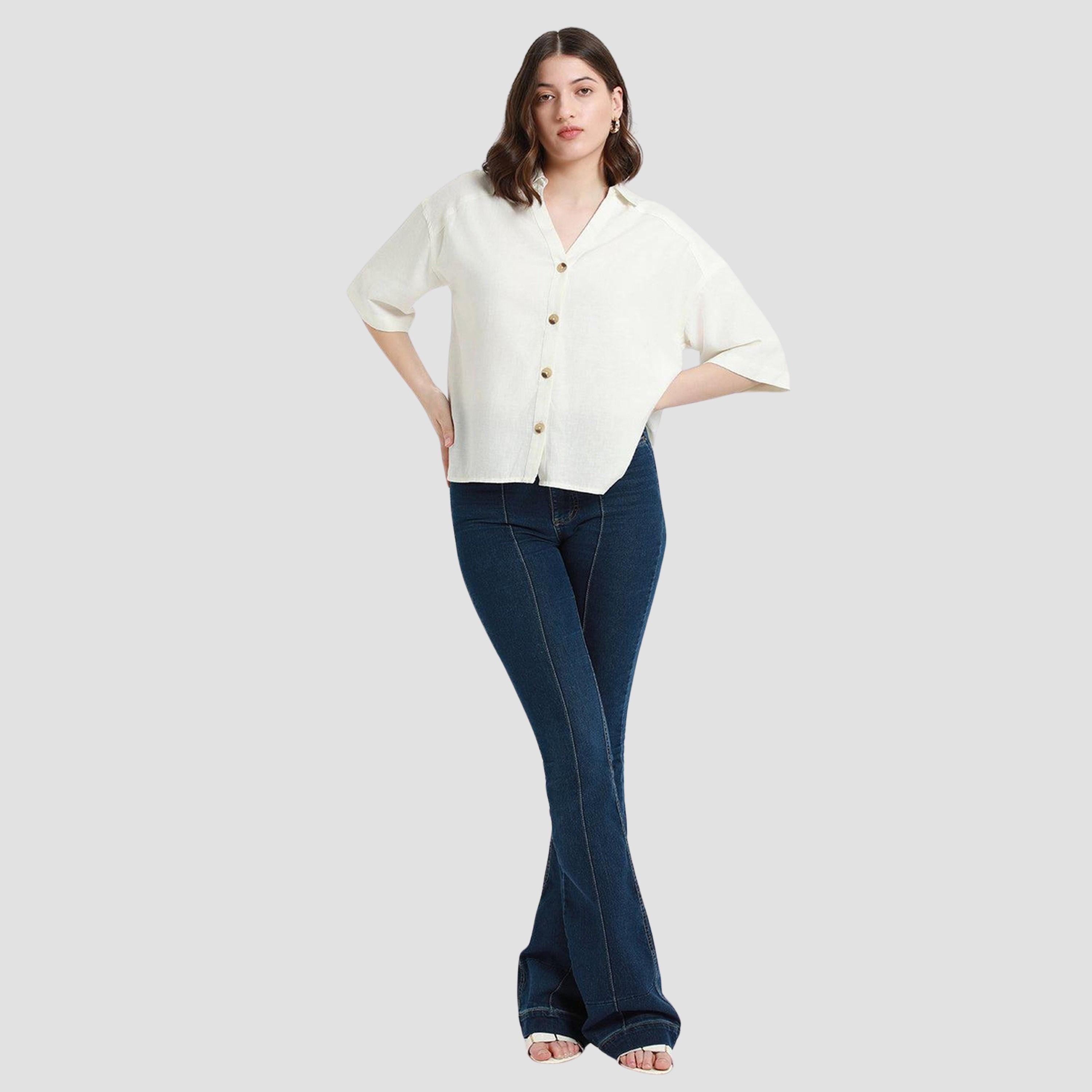 Dennis Lingo Women Off White Relaxed Fit Casual Shirt-women-clothing-shirtsandblouses-shirts-image-2