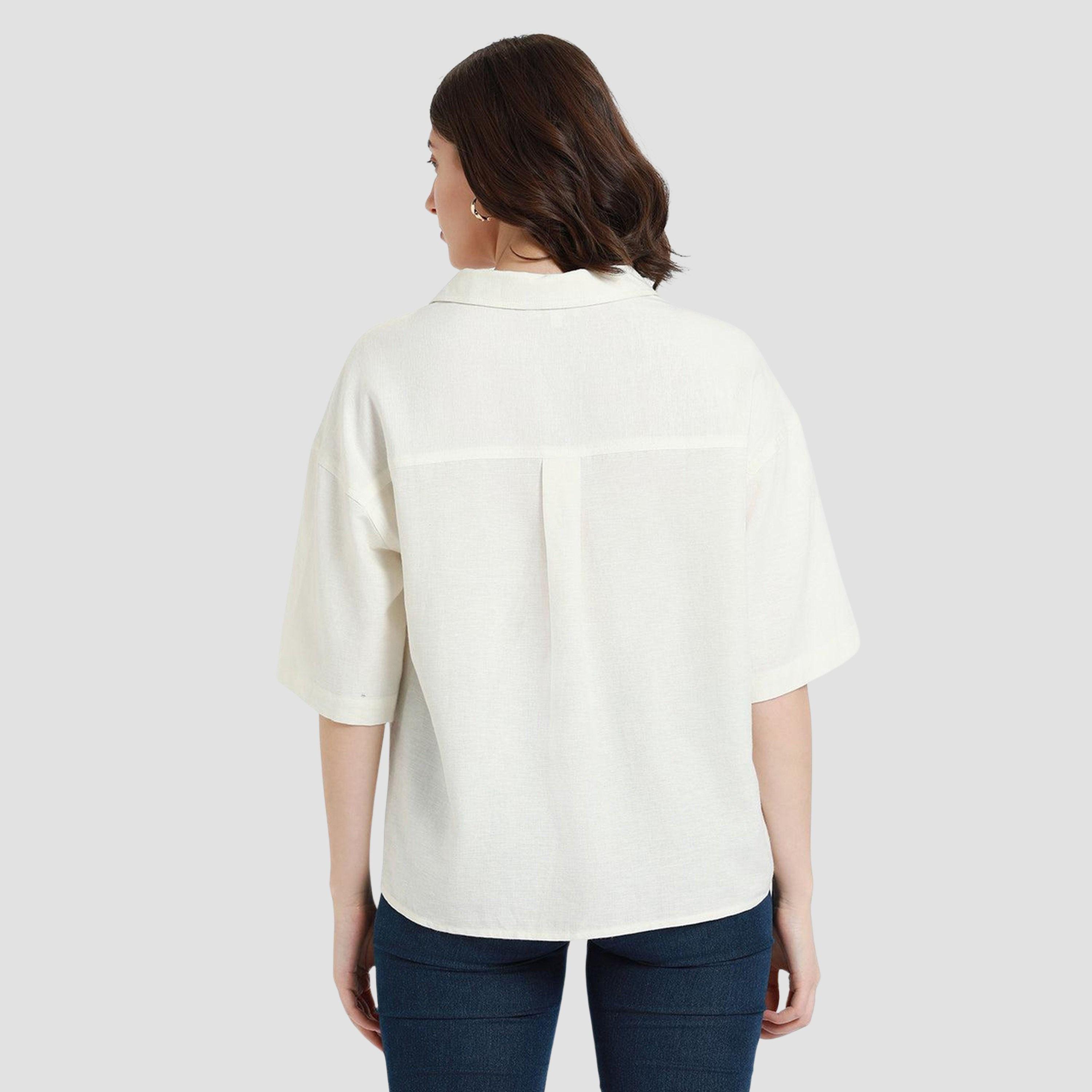 دينيس لينغو - قميص كاجوال مريح لون أوف وايت للنساء-women-clothing-shirtsandblouses-shirts-image-3