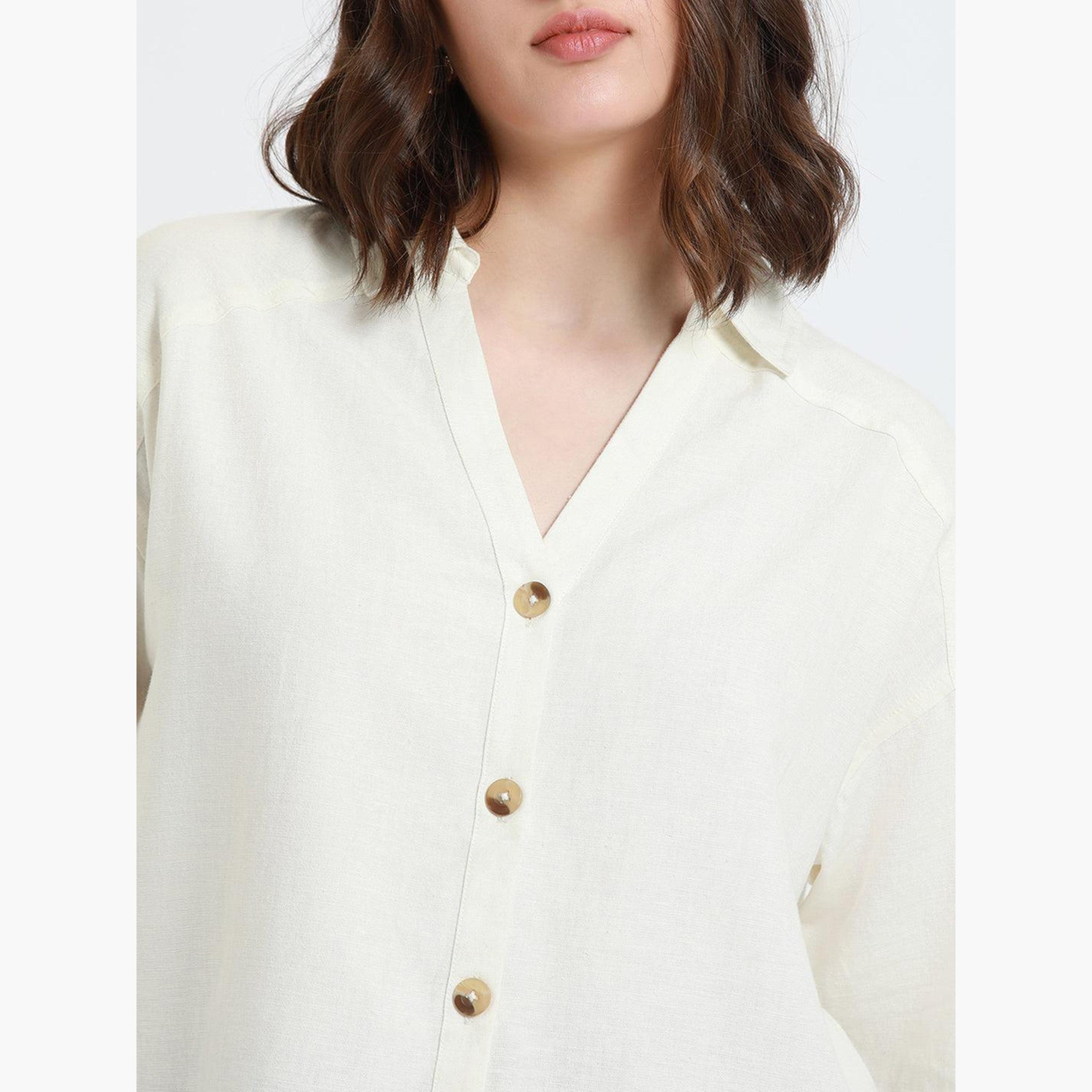 Dennis Lingo Women Off White Relaxed Fit Casual Shirt-women-clothing-shirtsandblouses-shirts-image-4