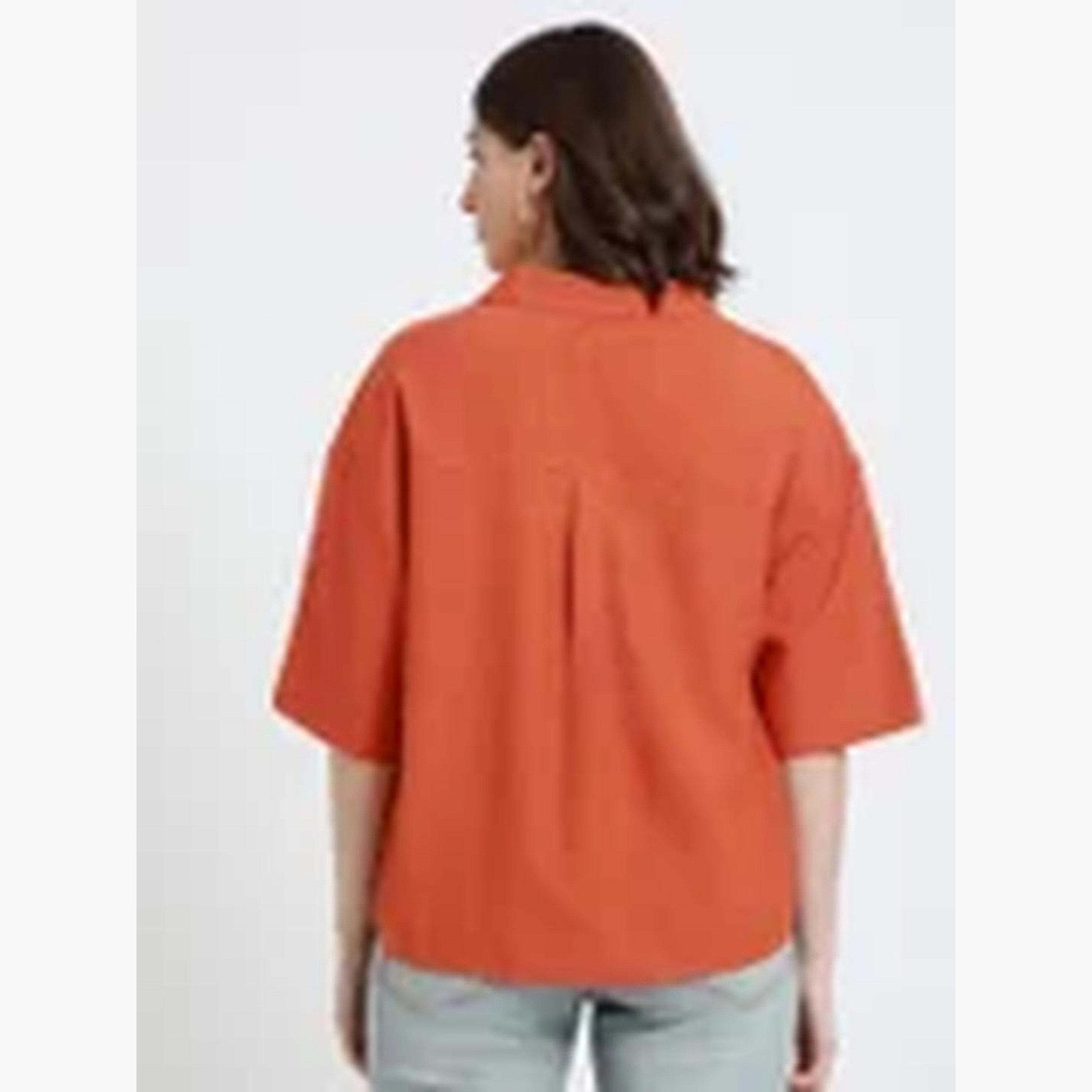 دينيس لينغو - قميص مقاس واسع بأكمام قصيرة لون برتقالي-women-clothing-shirtsandblouses-shirts-image-3