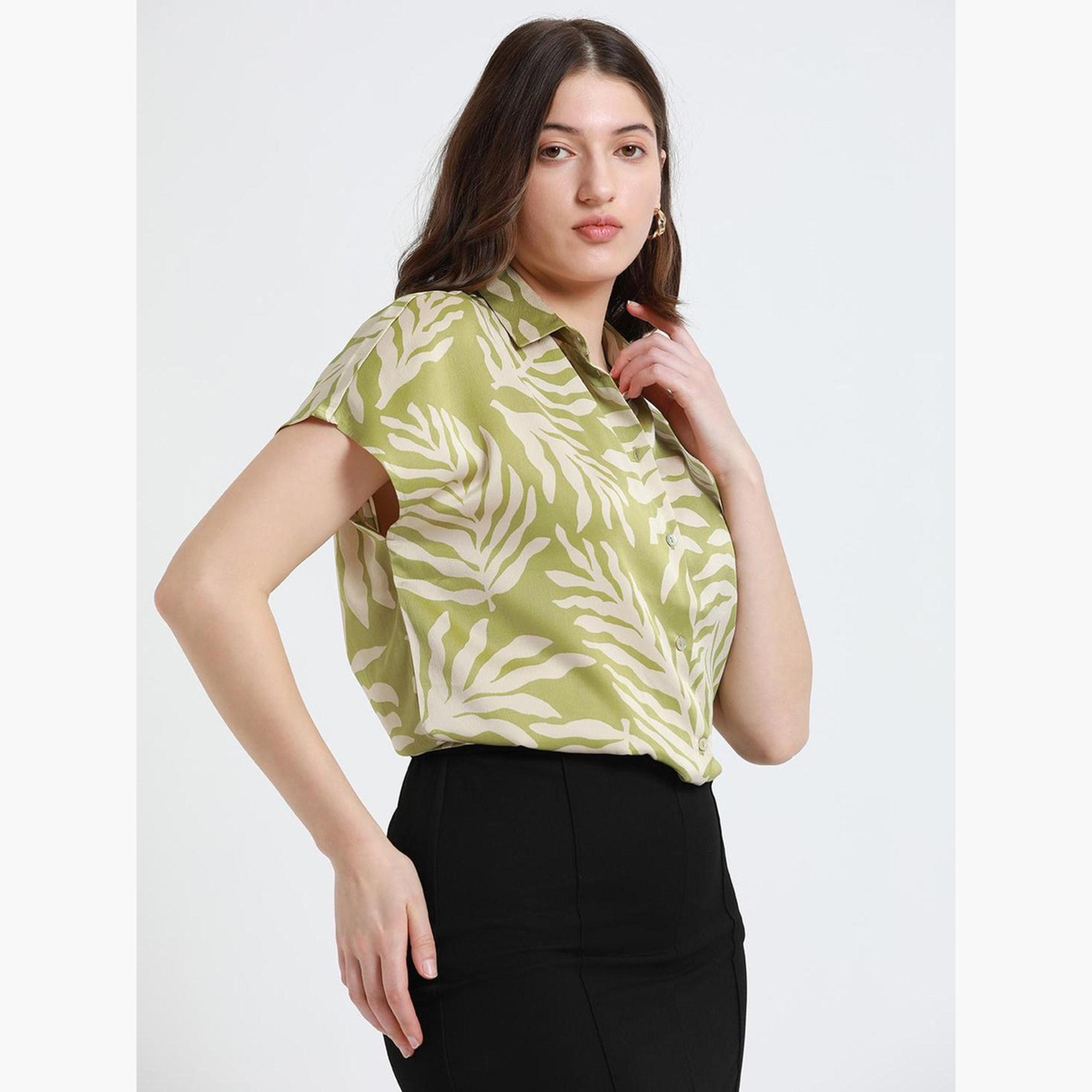 دينيس لينغو - قميص زيتوني كاجوال مريح للنساء-women-clothing-shirtsandblouses-shirts-image-1