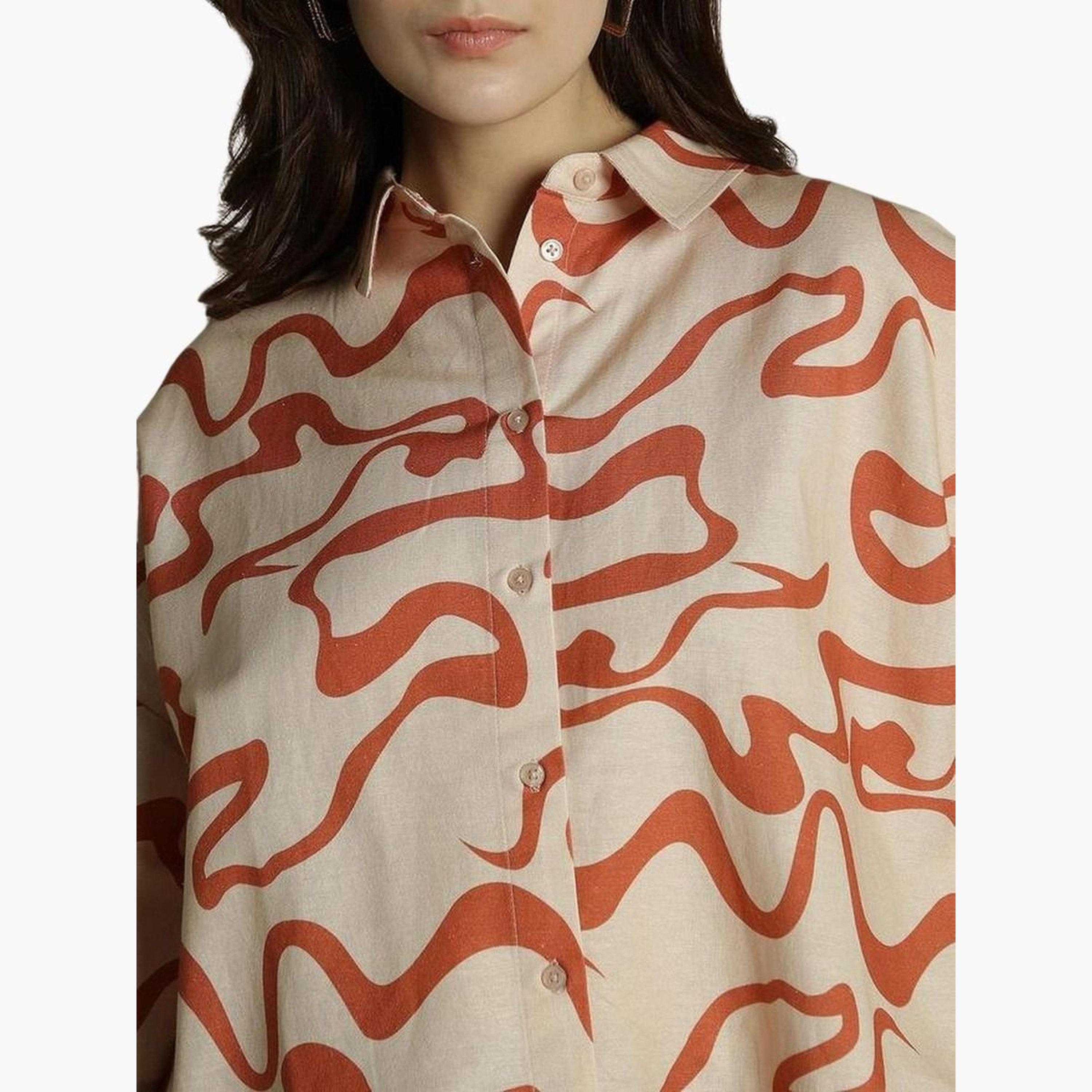 Dennis Lingo Women Orange Abstract Print Boxy Shirt-women-clothing-shirtsandblouses-shirts-image-4