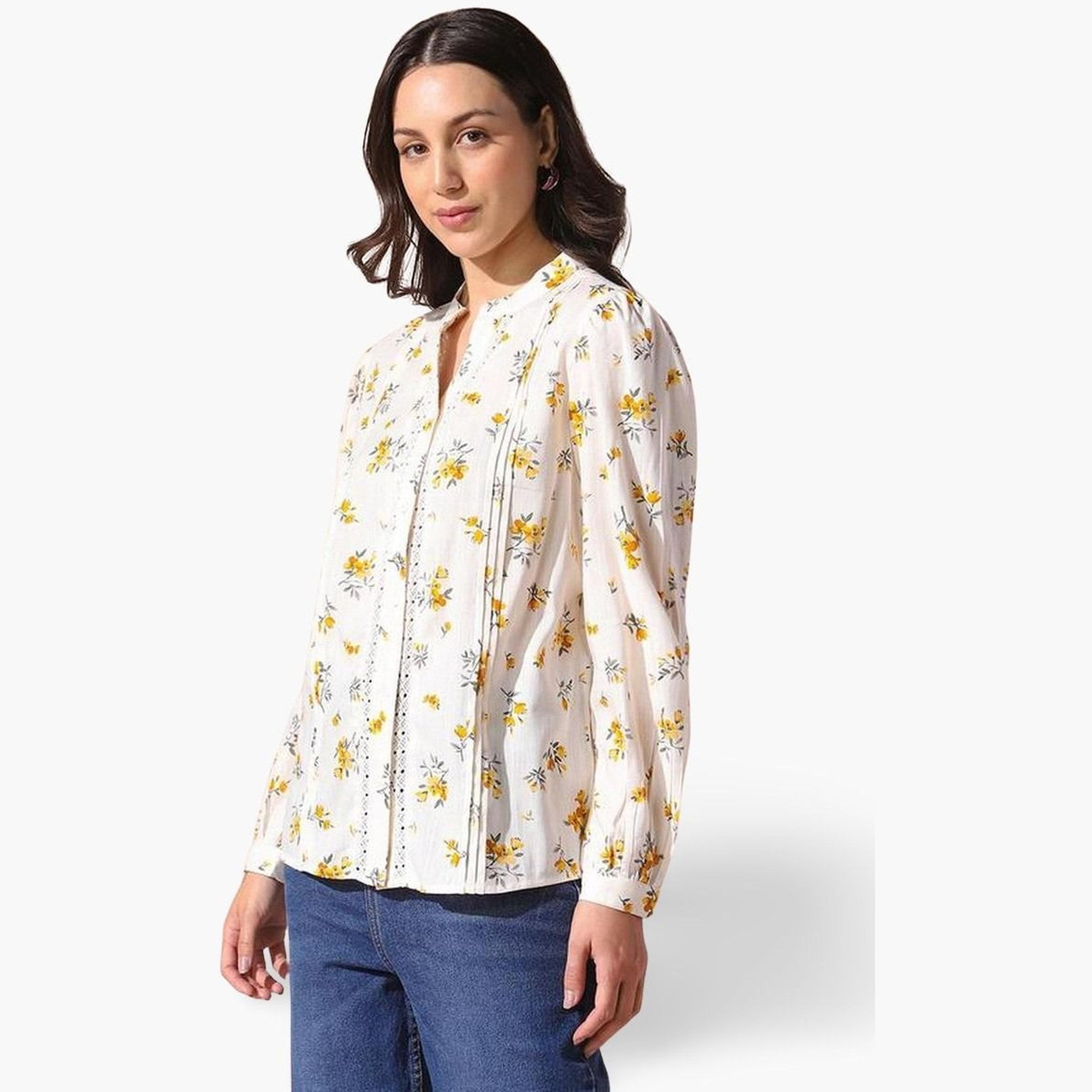 دينيس لينغو - بلوزة بطبعة زهور وأكمام طويلة-women-clothing-shirtsandblouses-shirts-image-1