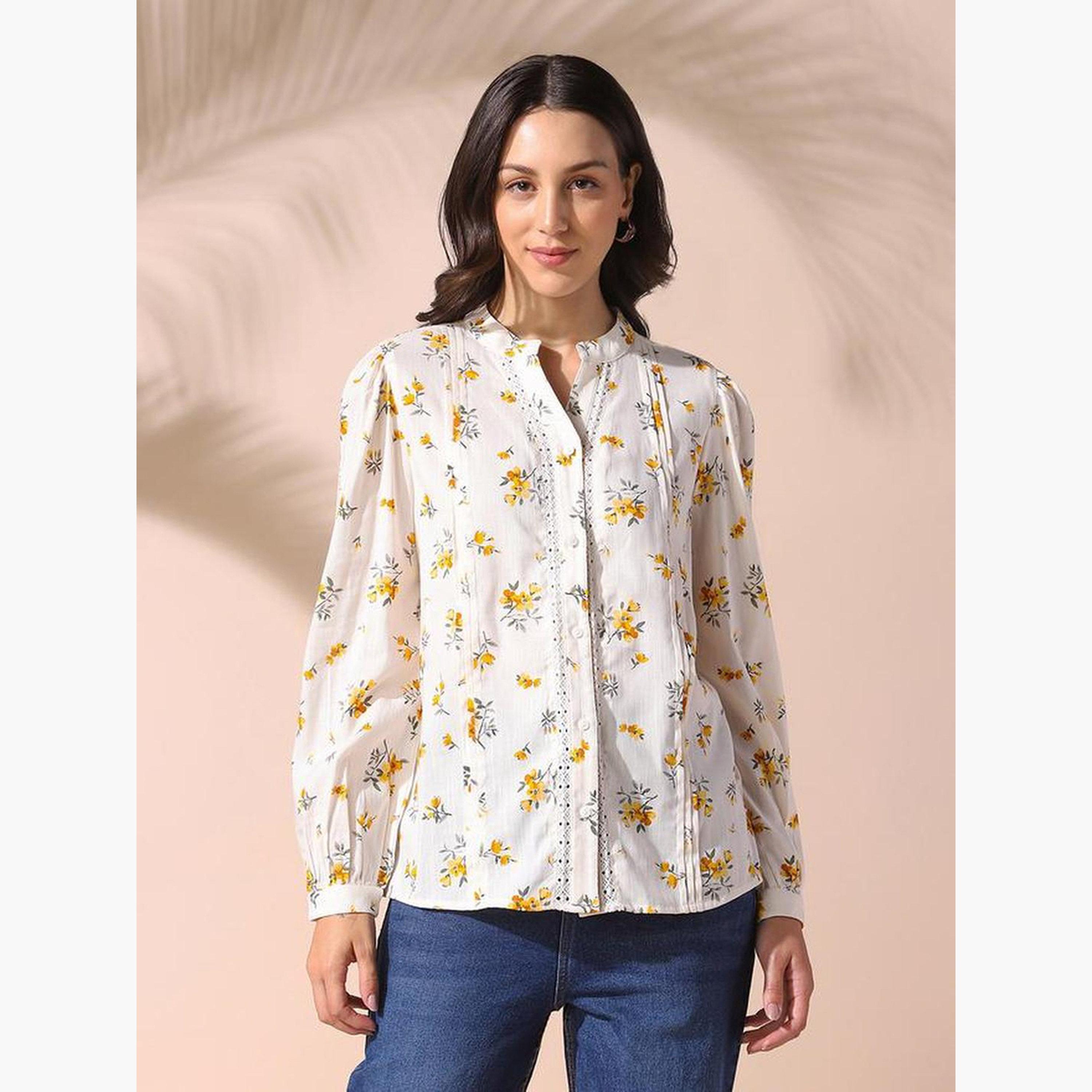 دينيس لينغو - بلوزة بطبعة زهور وأكمام طويلة-women-clothing-shirtsandblouses-shirts-image-3