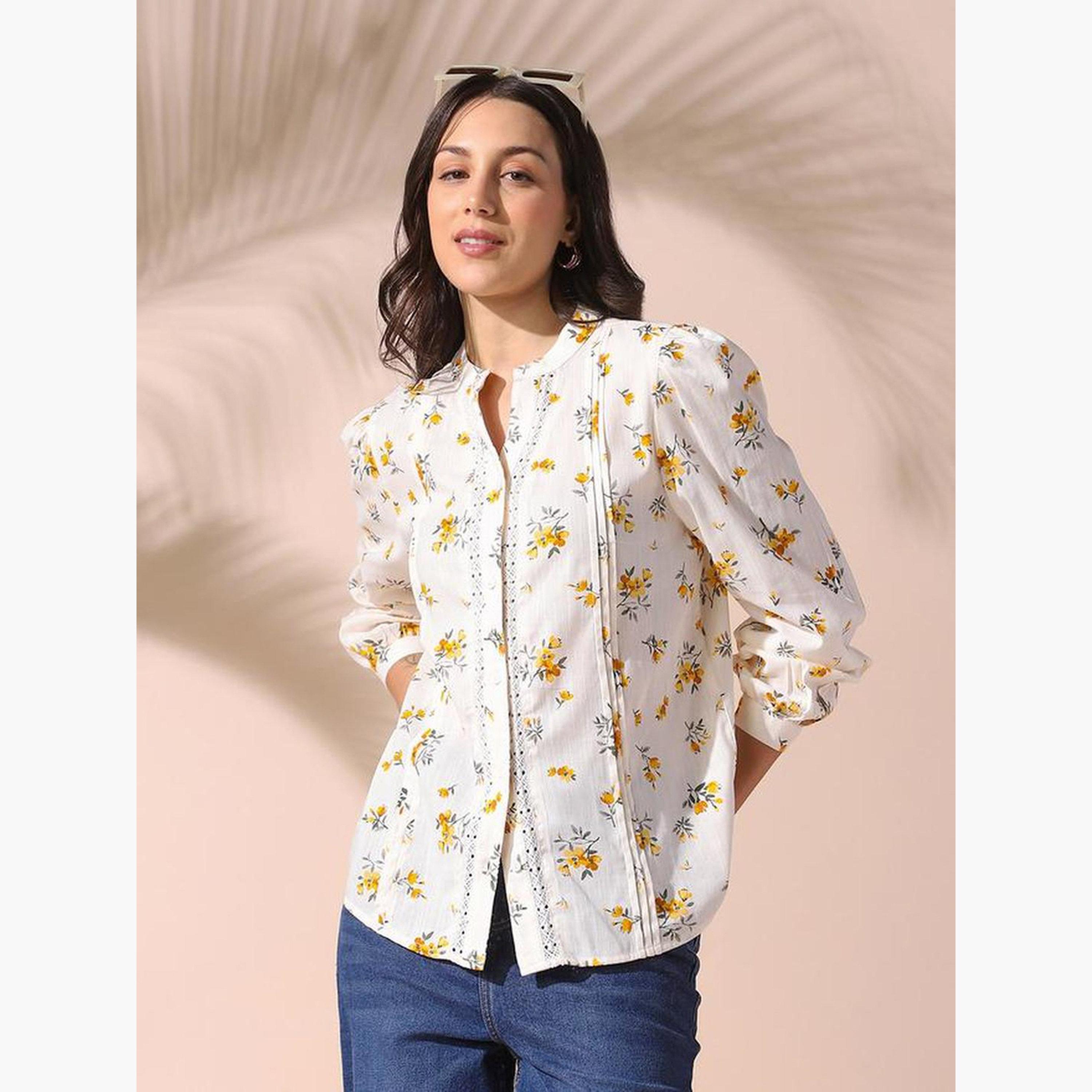 دينيس لينغو - بلوزة بطبعة زهور وأكمام طويلة-women-clothing-shirtsandblouses-shirts-image-4