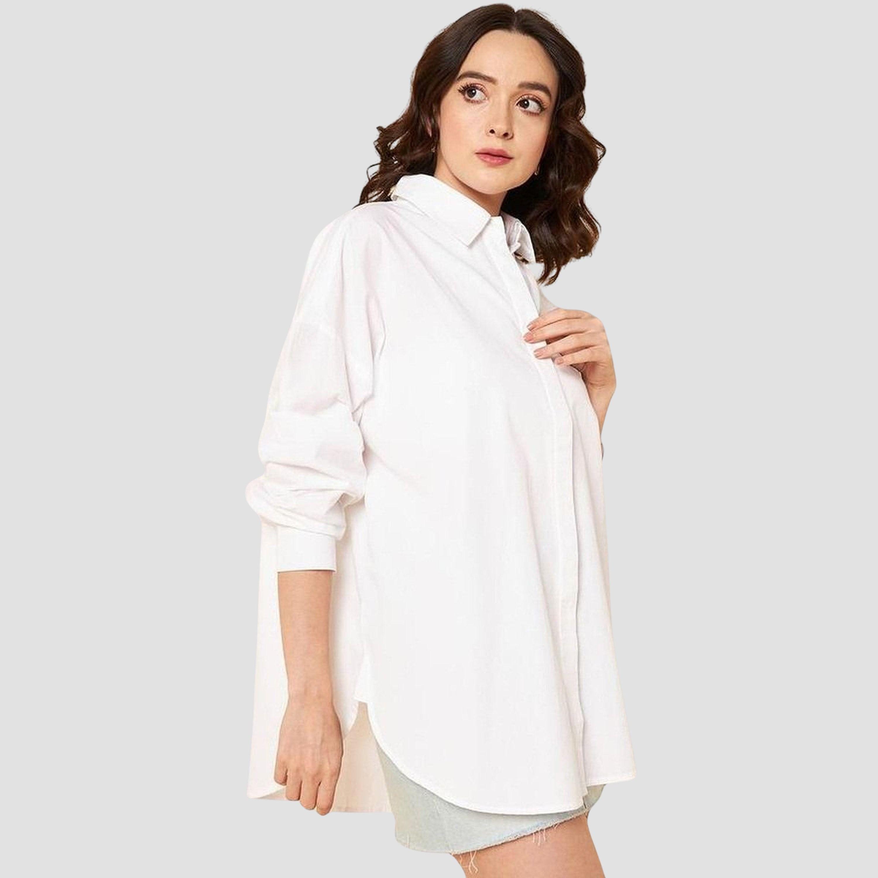 High Star Women White Oversized Solid Cotton Casual Shirt-women-clothing-shirtsandblouses-shirts-image-1