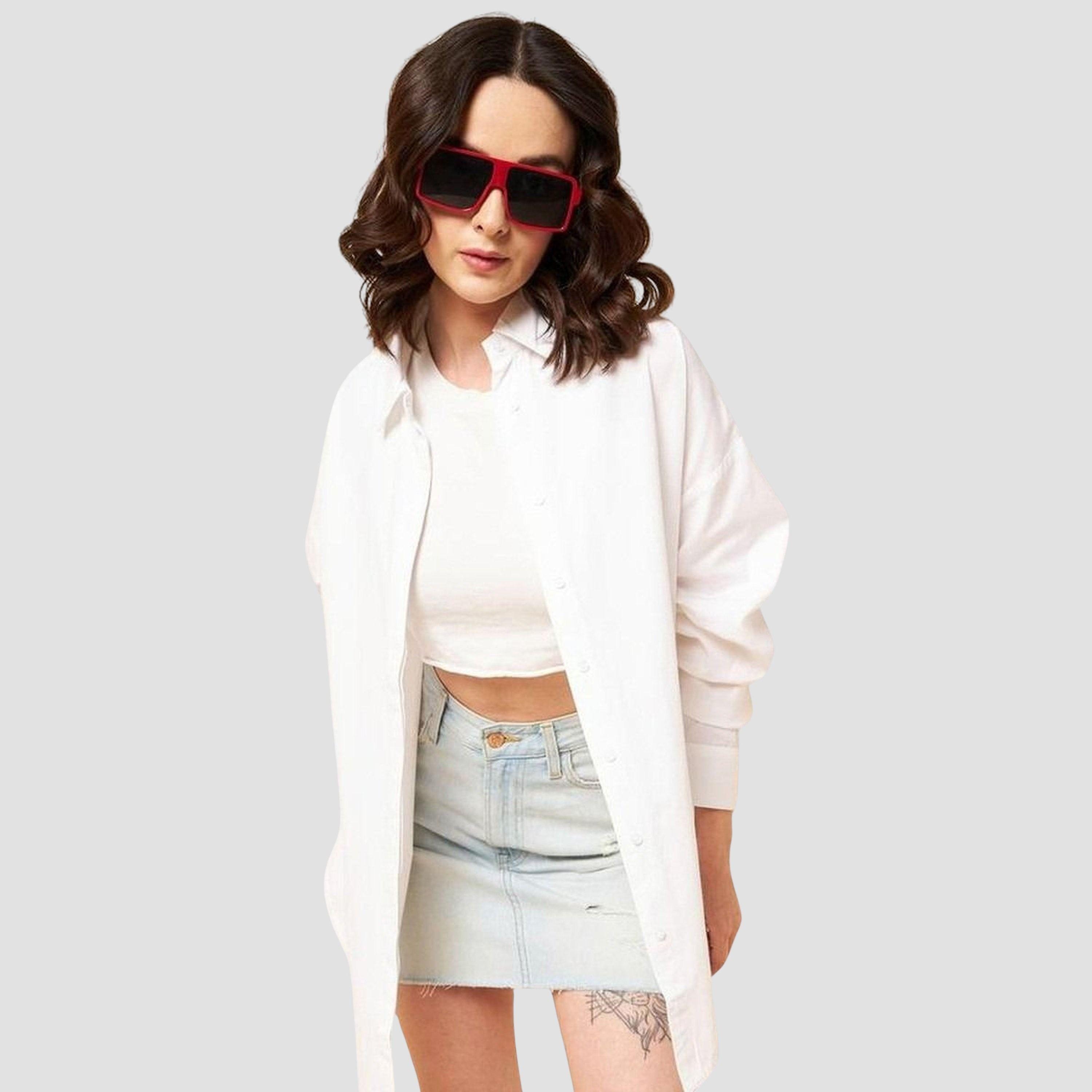 High Star Women White Oversized Solid Cotton Casual Shirt-women-clothing-shirtsandblouses-shirts-image-5