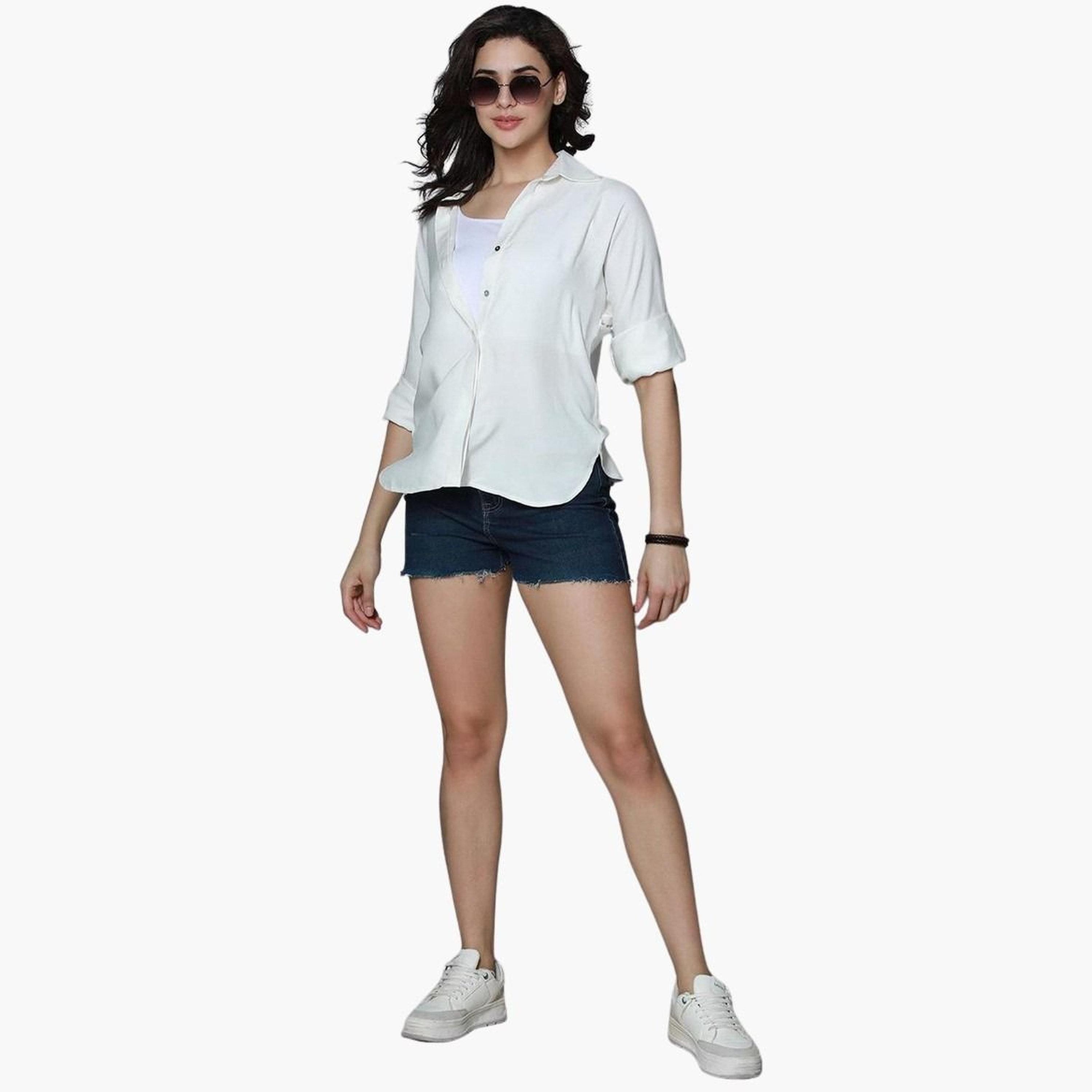 هاي ستار - قميص كاجوال أبيض كلاسيكي مربع الشكل للنساء-women-clothing-shirtsandblouses-shirts-image-2