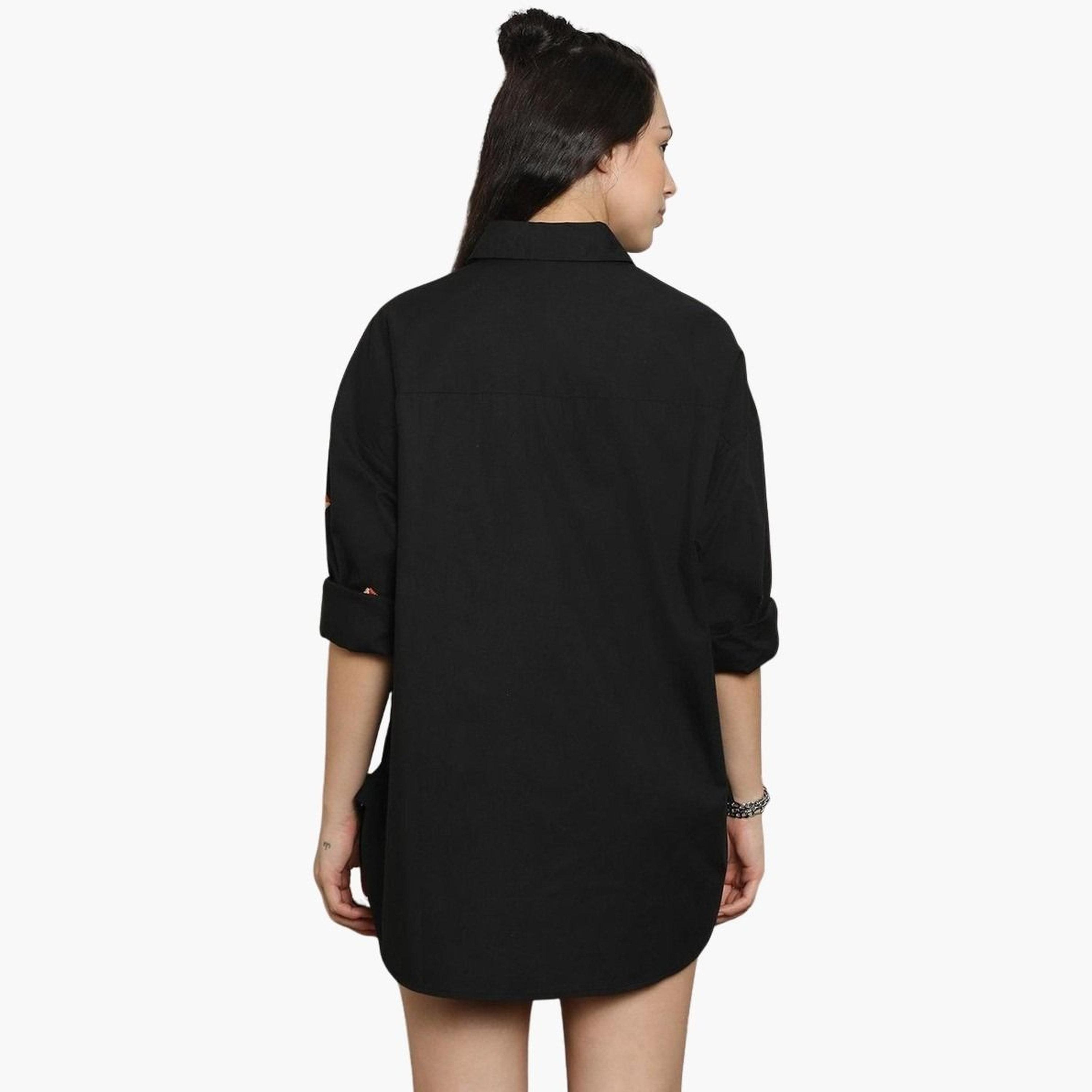 High Star Women Black Oversized Embroidered Casual Shirt-women-clothing-shirtsandblouses-shirts-image-6