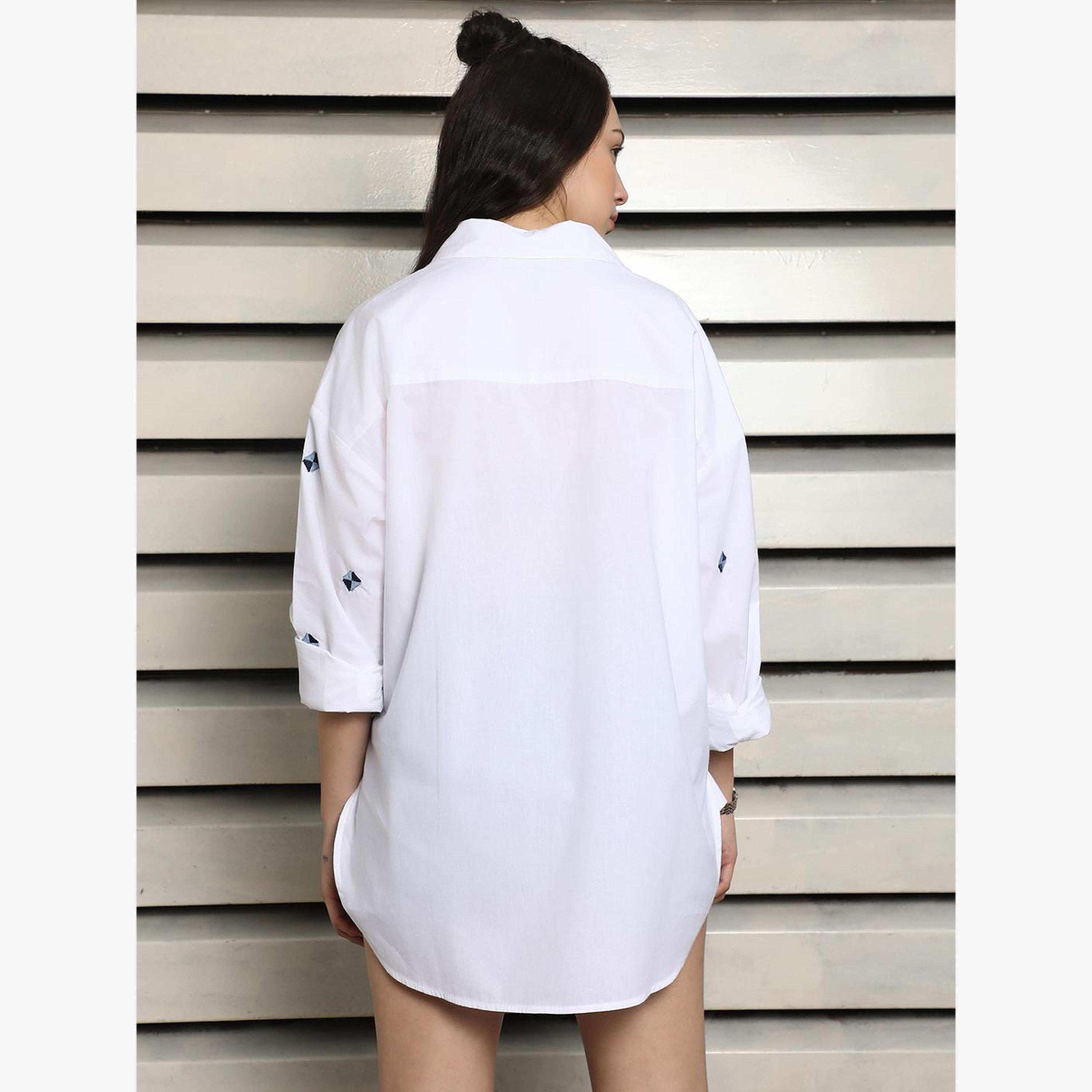 High Star Women White Embroidered Cotton Oversized Shirt-women-clothing-shirtsandblouses-shirts-image-3