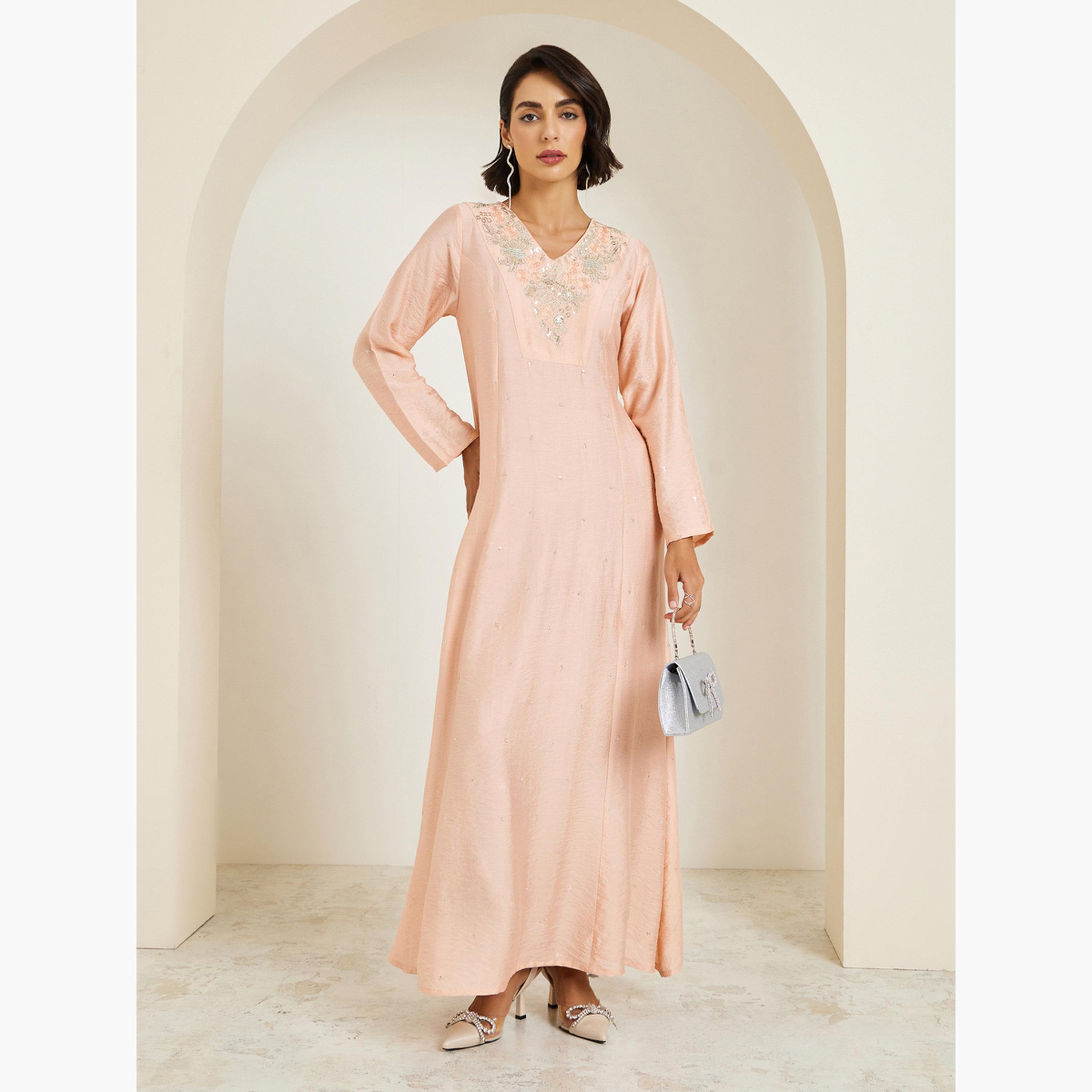 جلابية مزينة بحافة واسعة-women-arabicclothing-jalabiyas-image-1