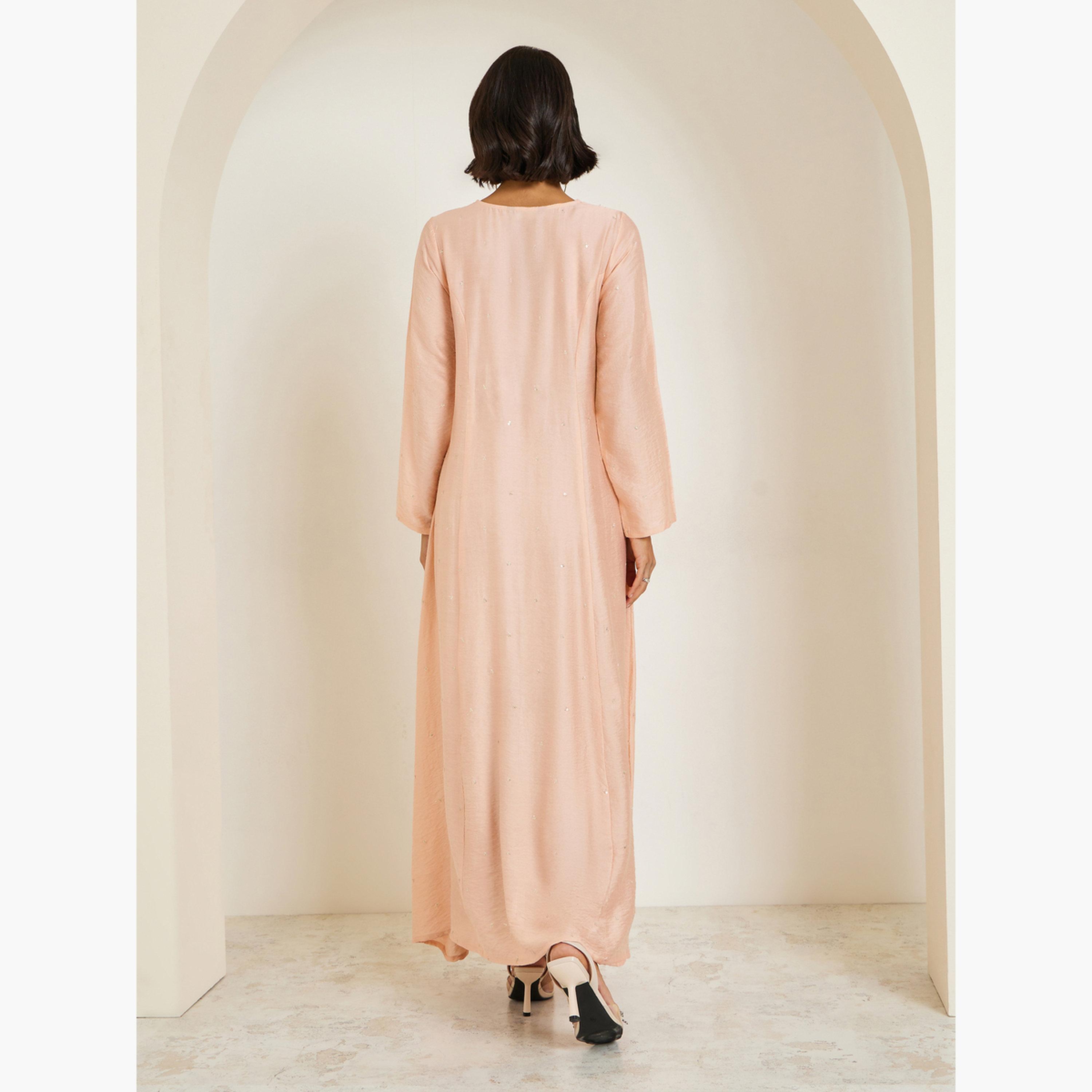 Styli Women Pink Embellished A-Line Jalabiya-women-arabicclothing-jalabiyas-image-5