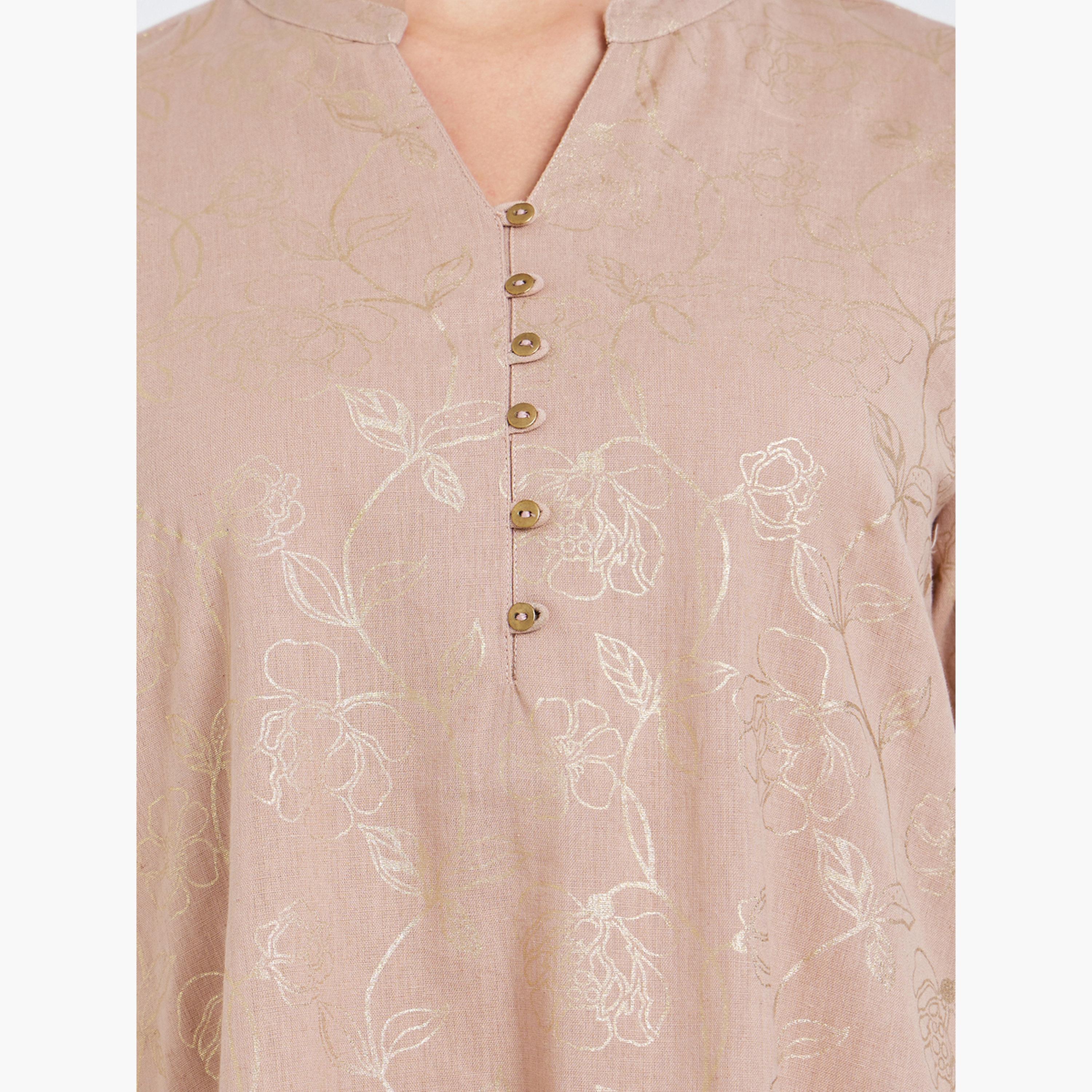 جلابية جاكار بنقشة زهور وحافة واسعة-women-arabicclothing-jalabiyas-image-4
