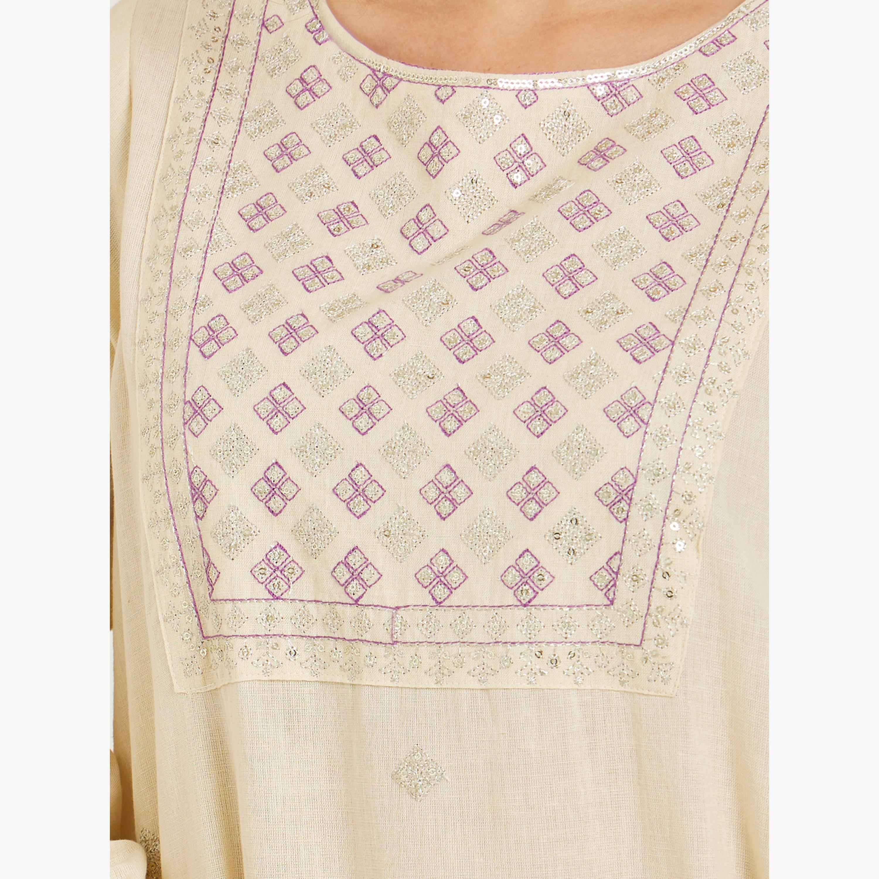 Styli Women Cream Embroidered A-Line Jalabiya-women-arabicclothing-jalabiyas-image-4