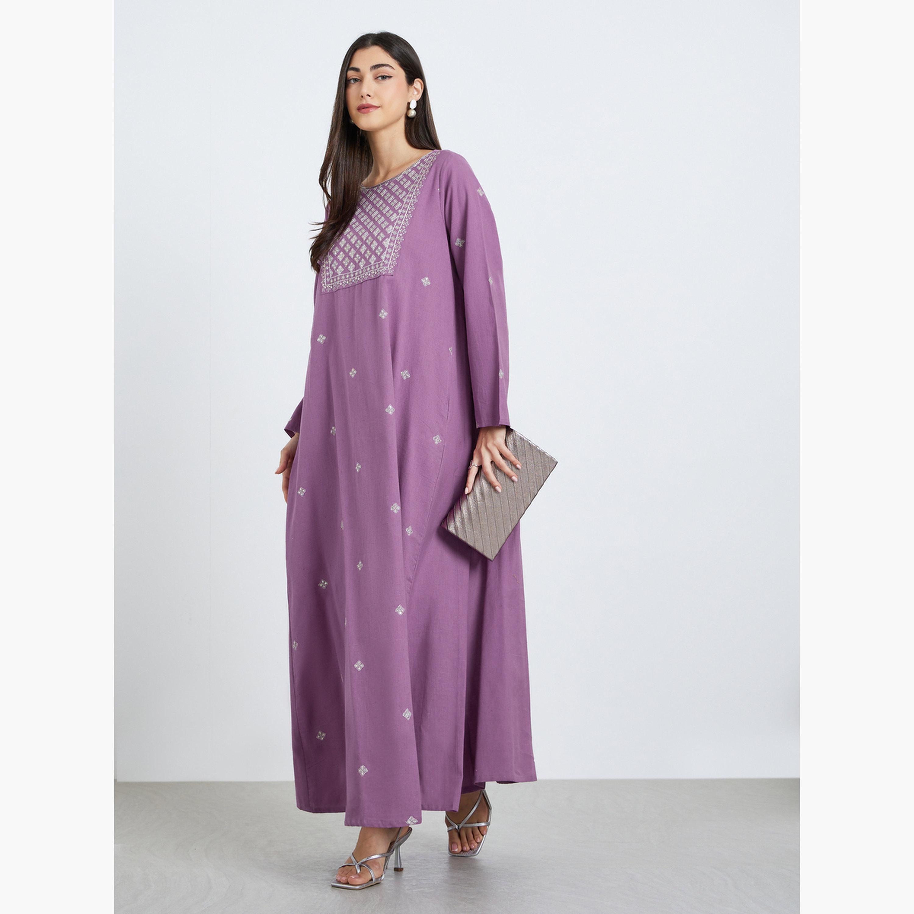 جلابية مطرزة بحافة واسعة-women-arabicclothing-jalabiyas-image-3