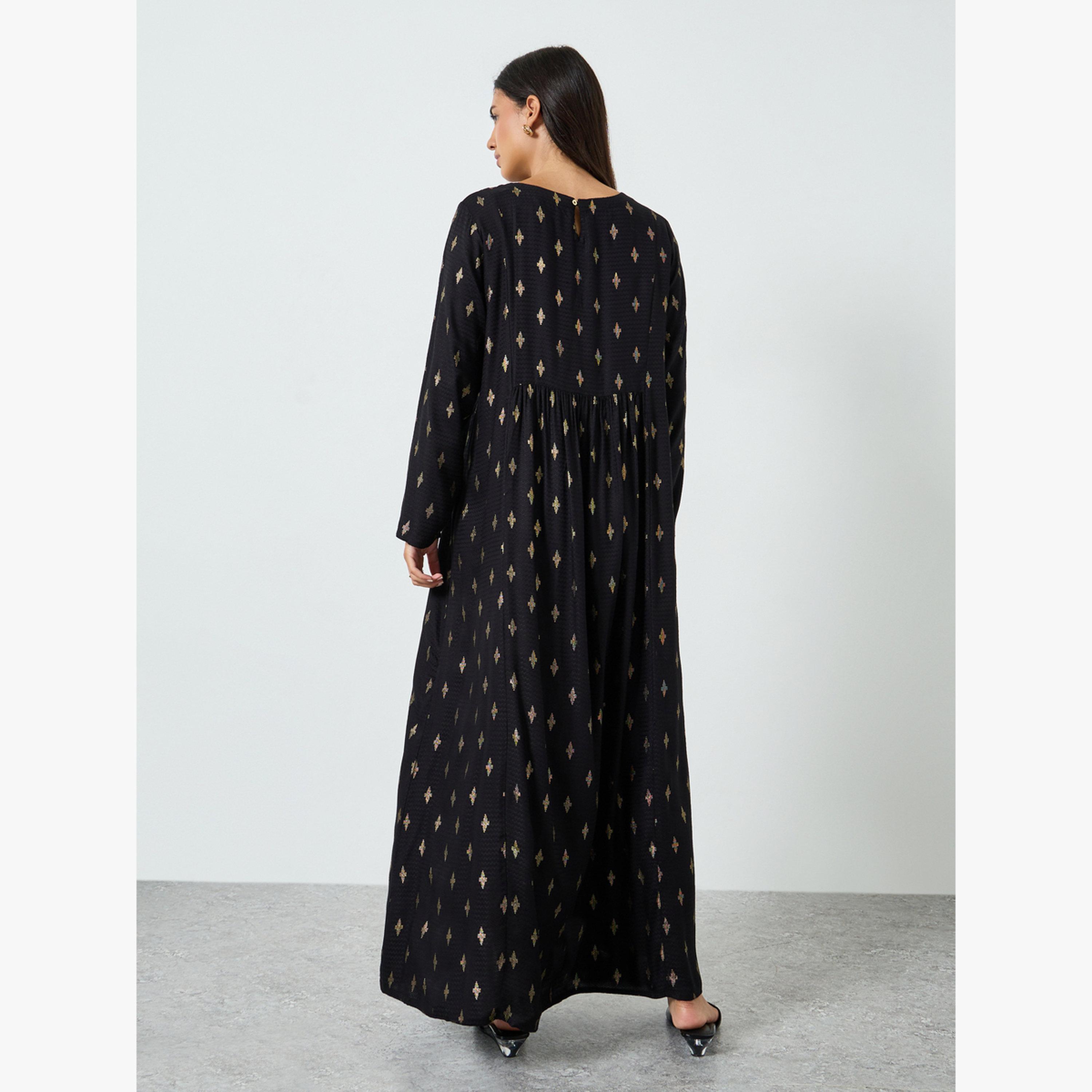 جلابية جاكارد بأكمام طويلة-women-arabicclothing-jalabiyas-image-4