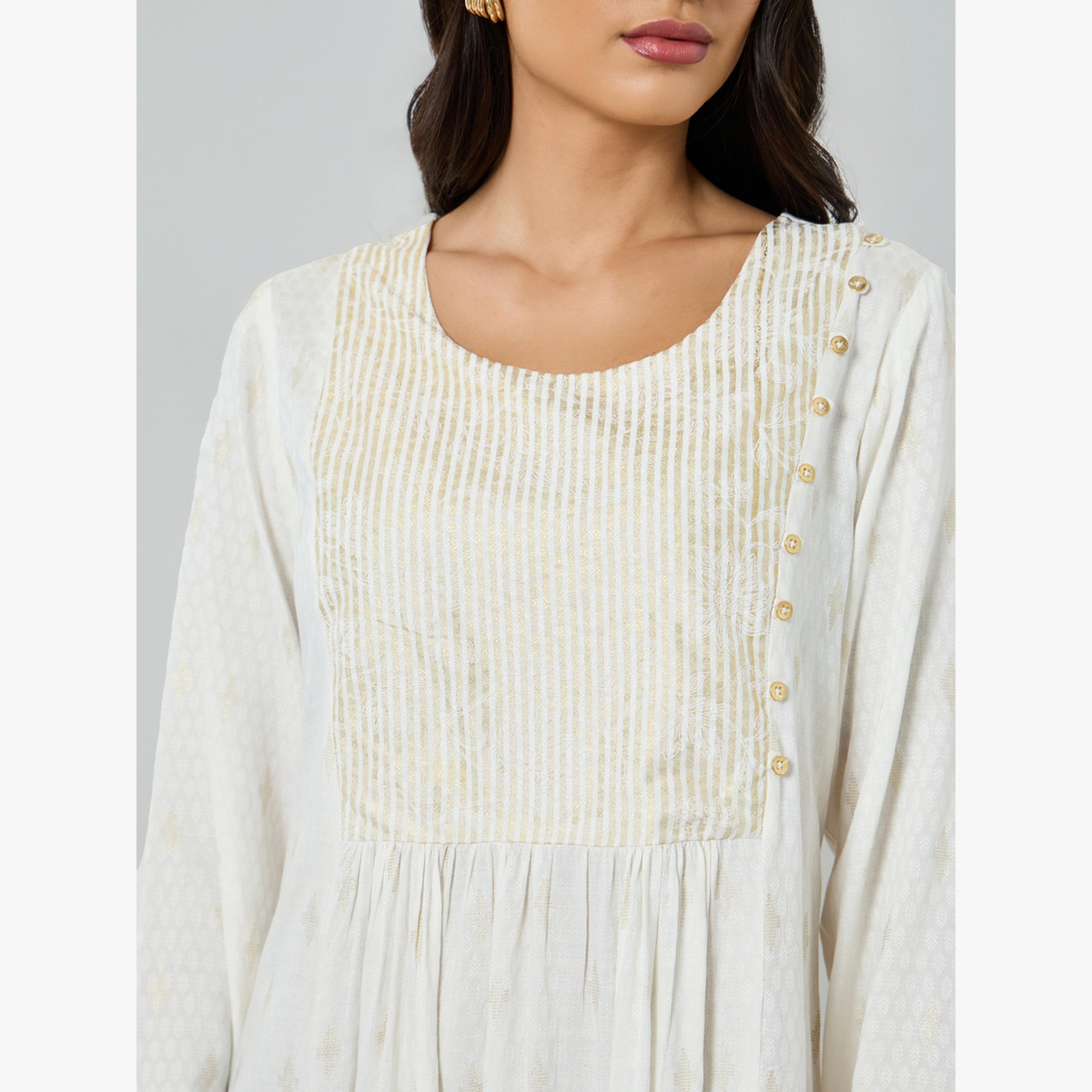 Styli White Jacquard Long Sleeves Jalabiya-women-arabicclothing-jalabiyas-image-5