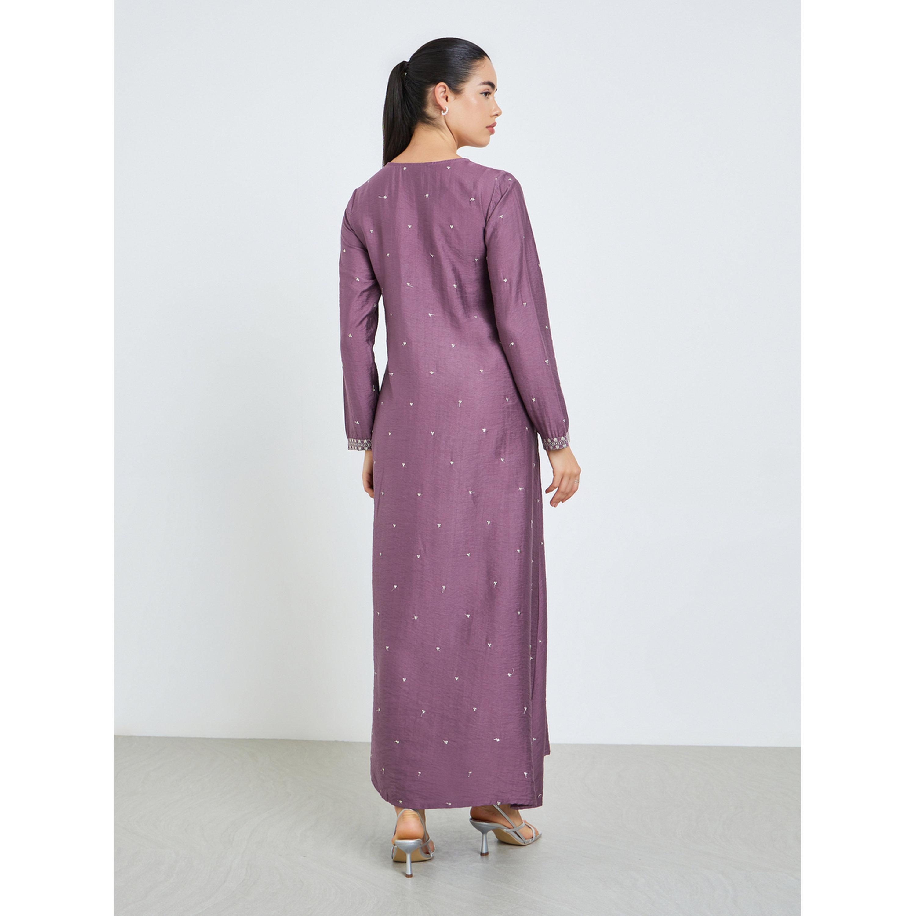 جلابية مطرزة بحافة واسعة للنساء-women-arabicclothing-jalabiyas-image-5