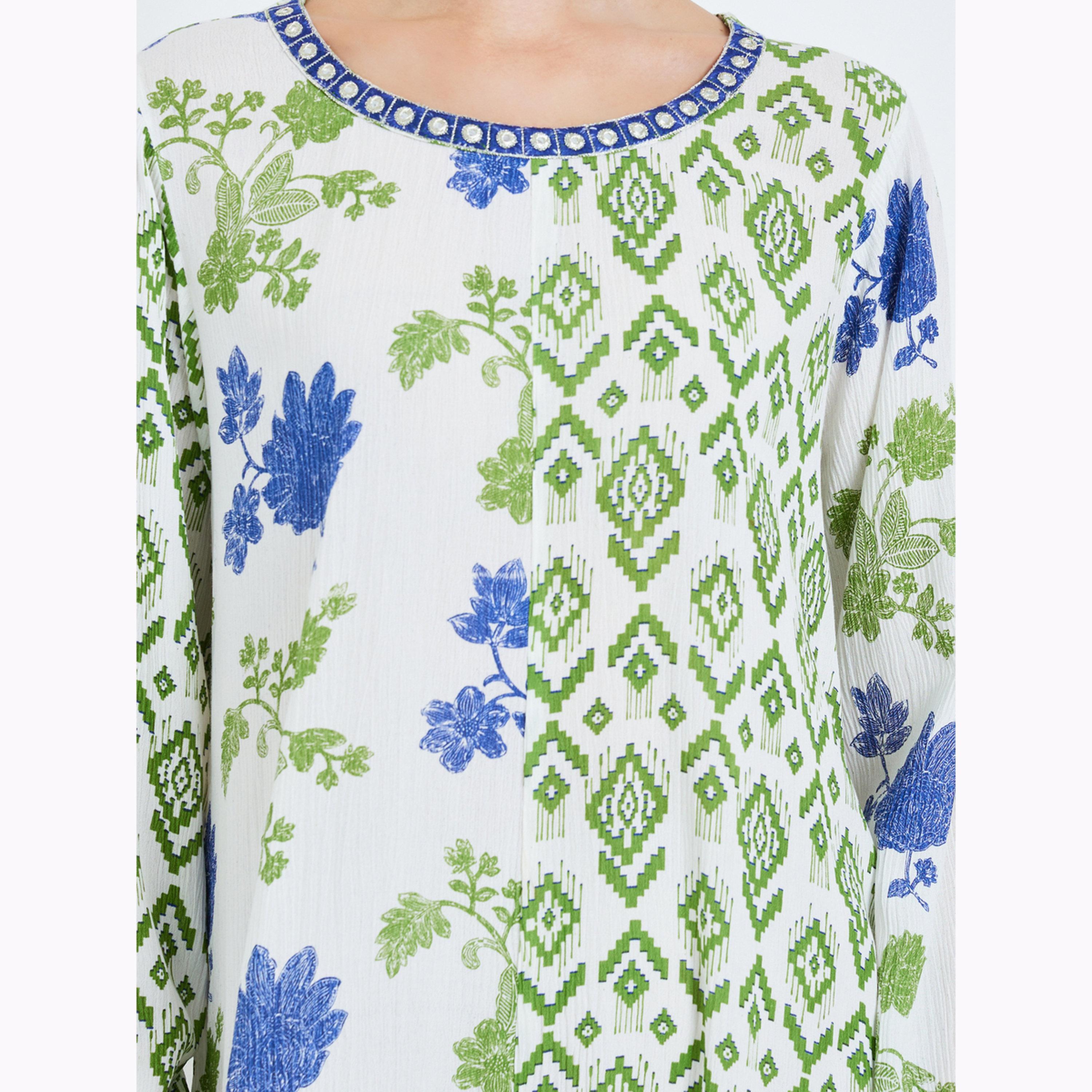 Amirah X Styli Green All Over Print Jalabiya-women-arabicclothing-jalabiyas-image-5