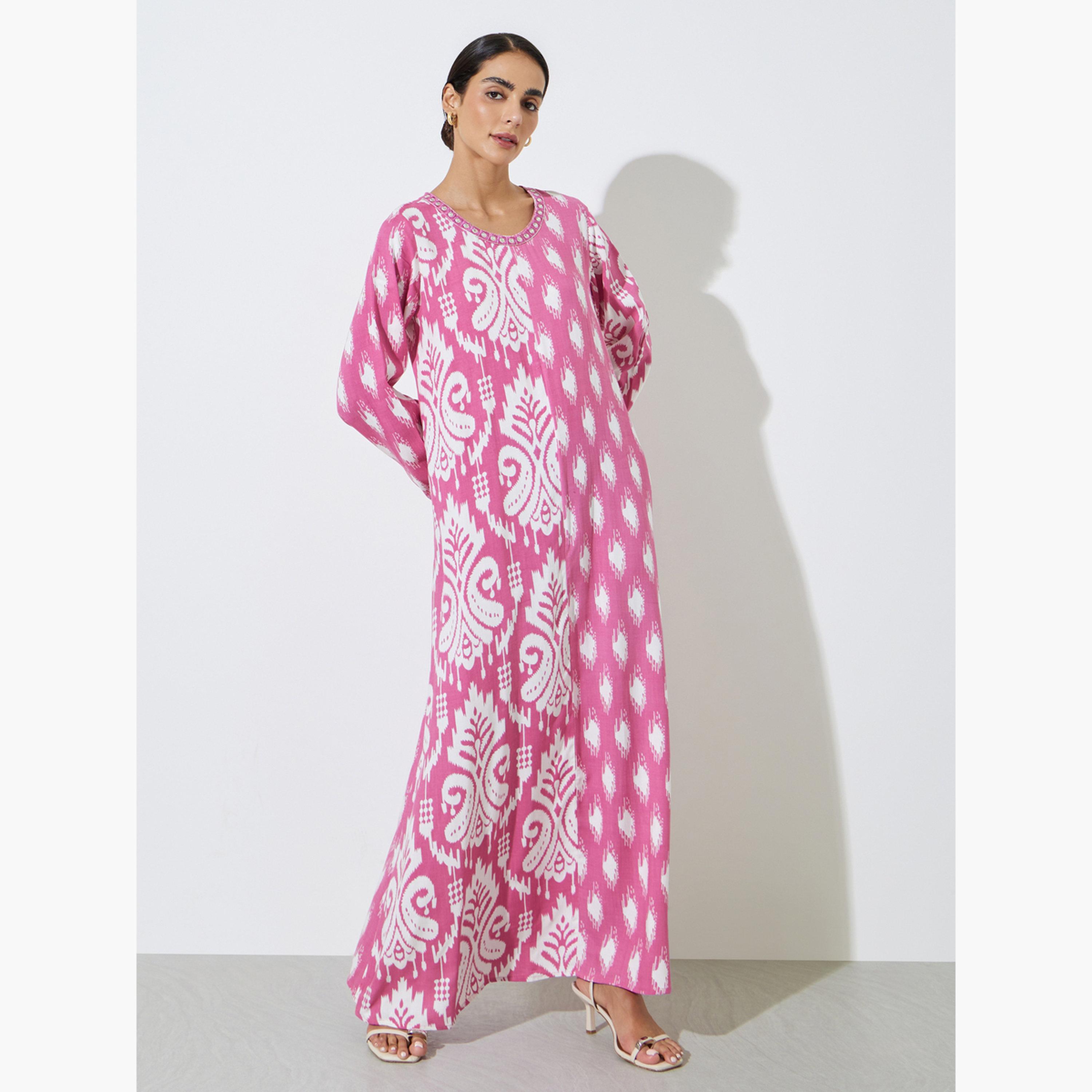 Amirah X Styli Floral Print Jalabiya-women-arabicclothing-jalabiyas-image-1