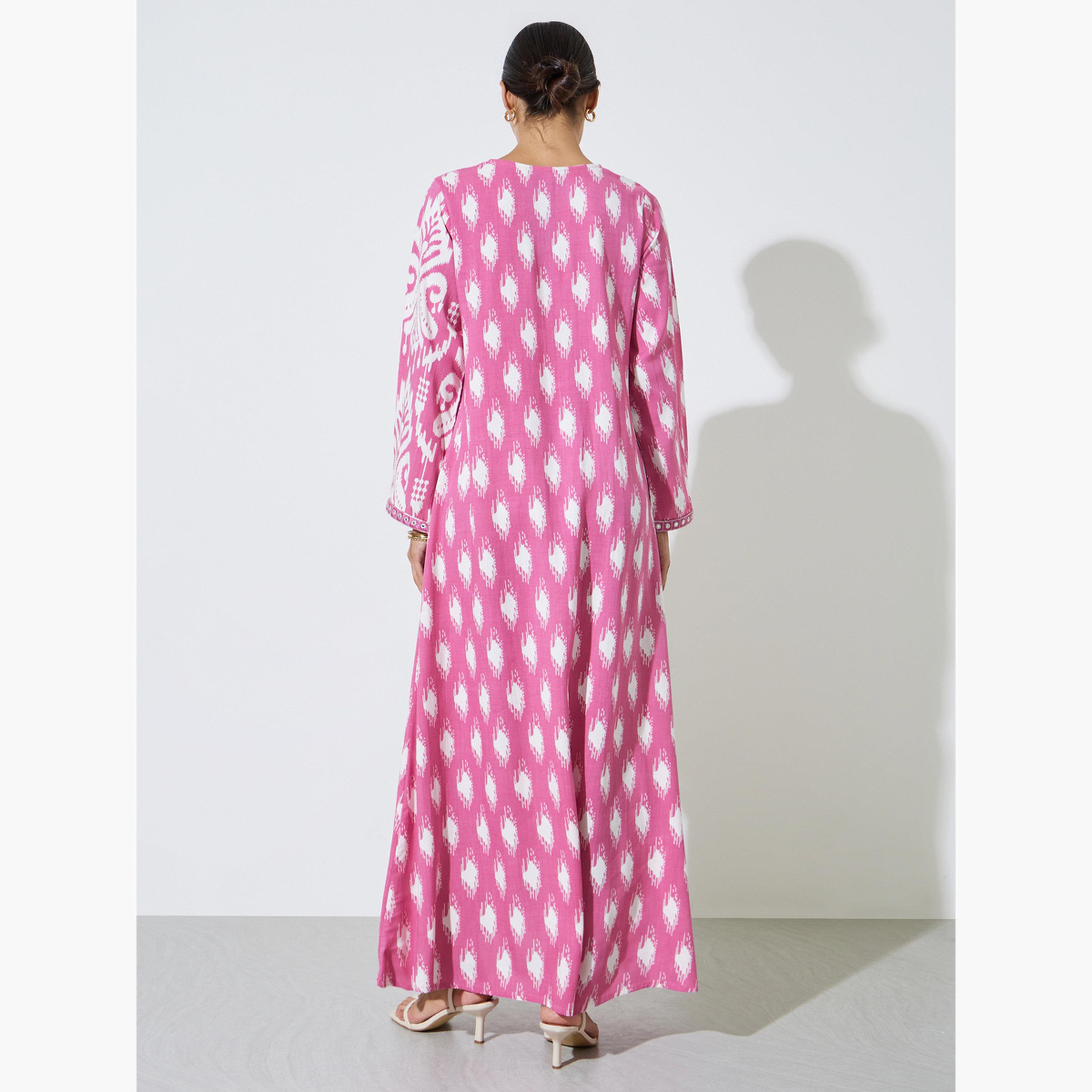 Amirah X Styli Floral Print Jalabiya-women-arabicclothing-jalabiyas-image-3
