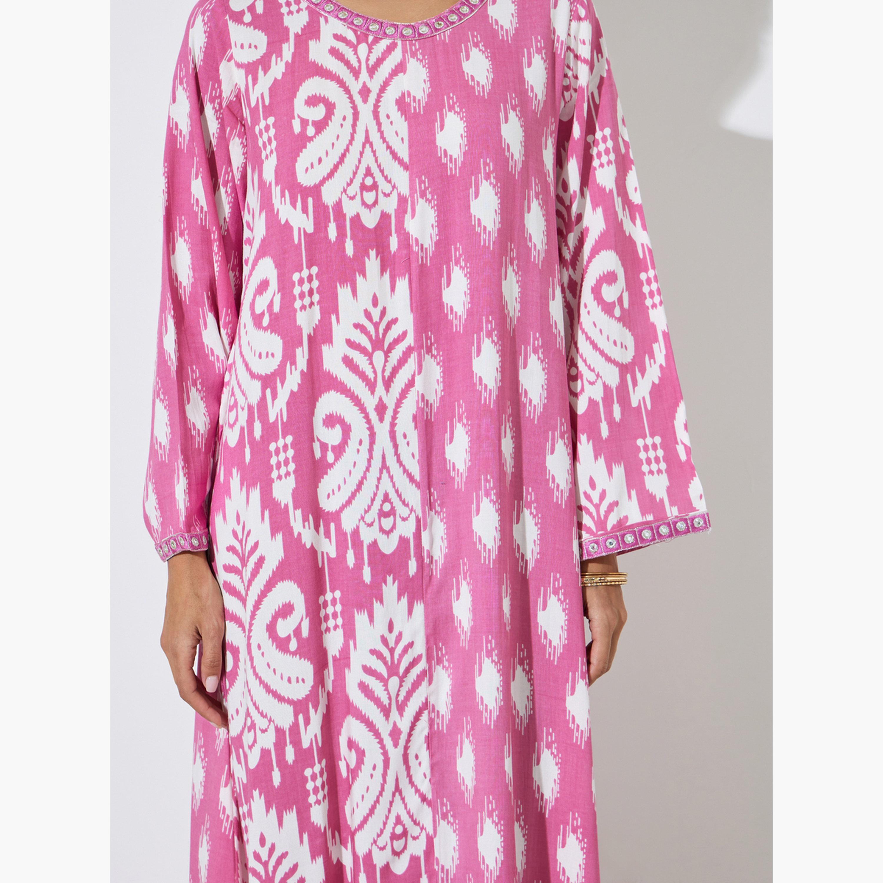 Amirah X Styli Floral Print Jalabiya-women-arabicclothing-jalabiyas-image-4