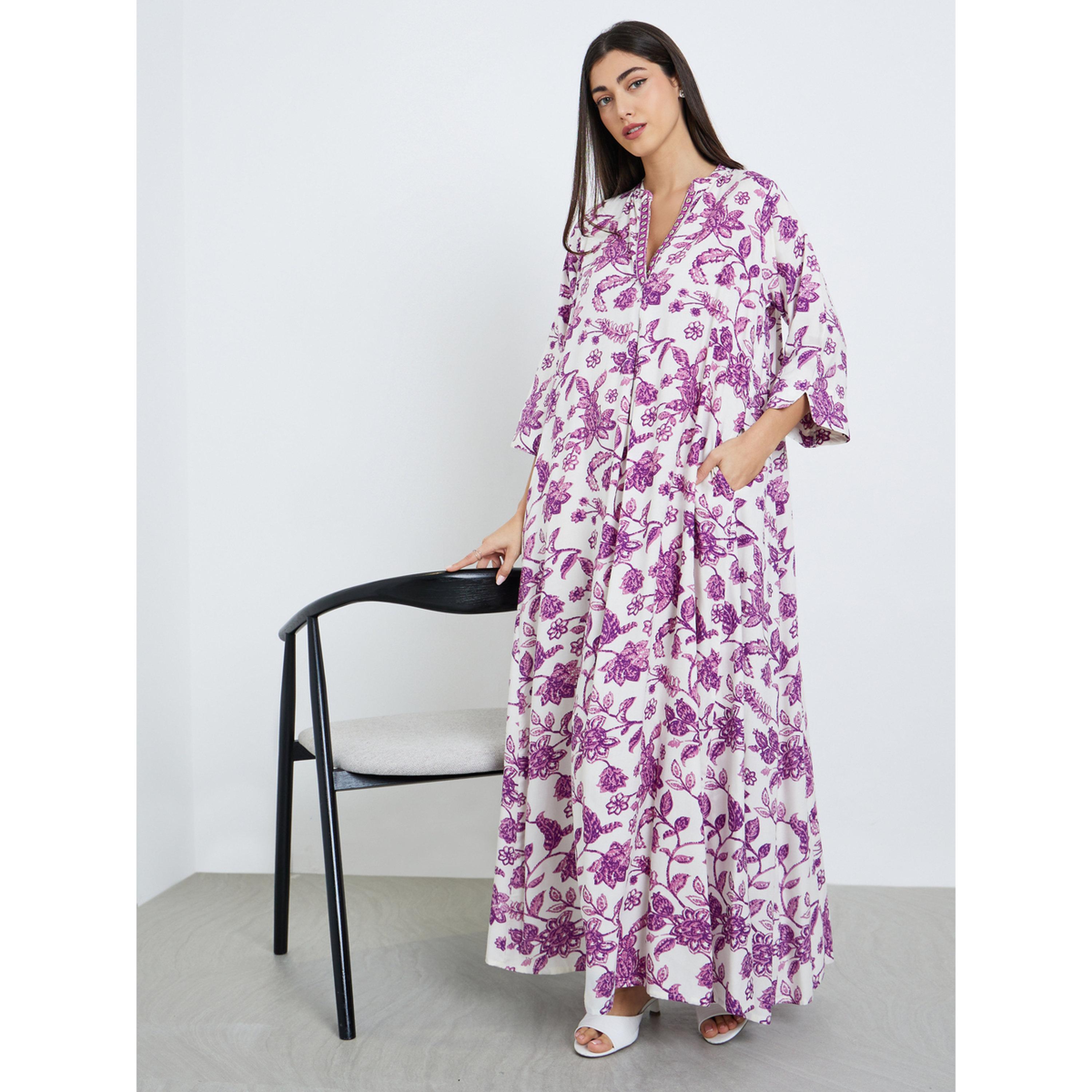 جلابية بنفسجية بطبعة زهور بحافة واسعة-women-arabicclothing-jalabiyas-image-2
