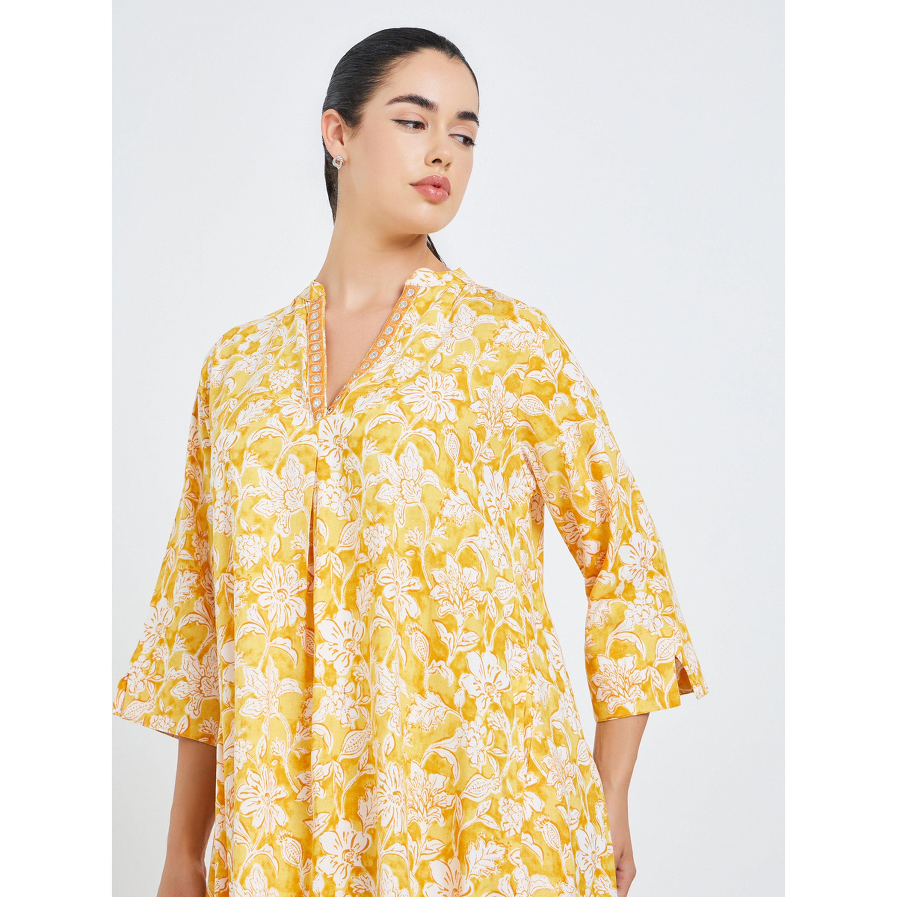 جلابية بحافة واسعة وطبعة أزهار للنساء-women-arabicclothing-jalabiyas-image-3