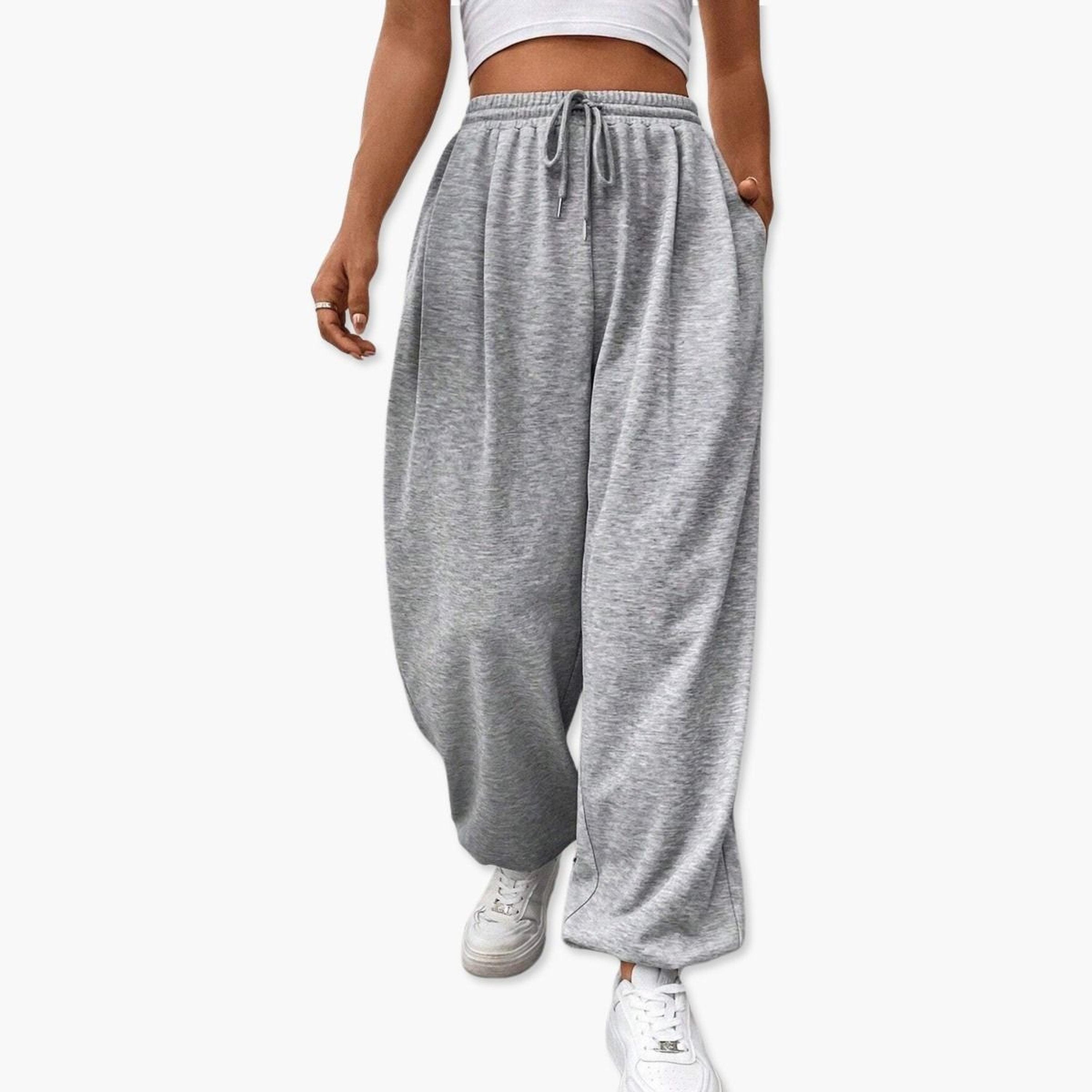 تيك تو - بنطال رياضي سادة برباط خصر مطاطي-women-clothing-bottoms-joggers-image-1