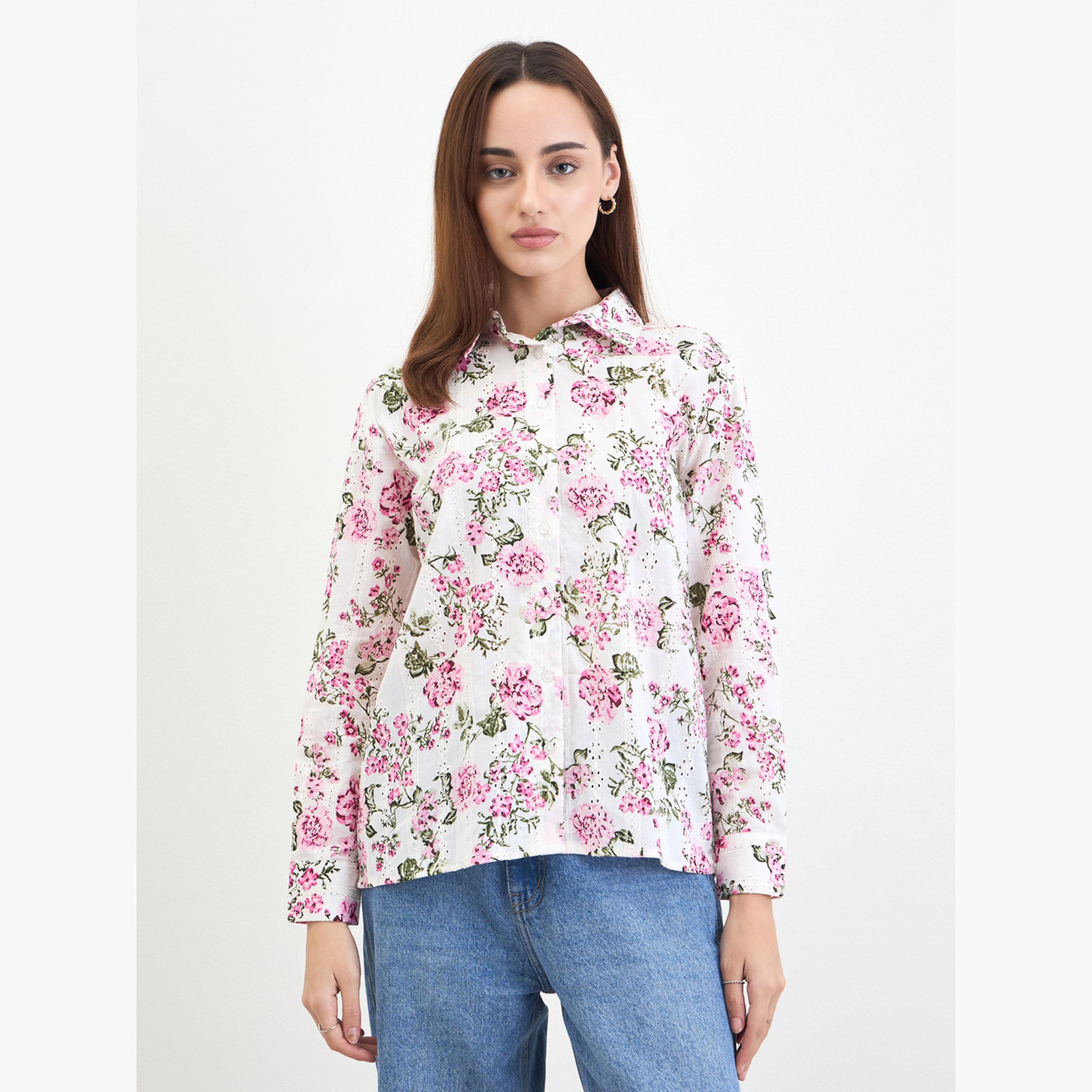 قميص بأكمام طويلة بطبعة زهور-women-clothing-shirtsandblouses-shirts-image-1