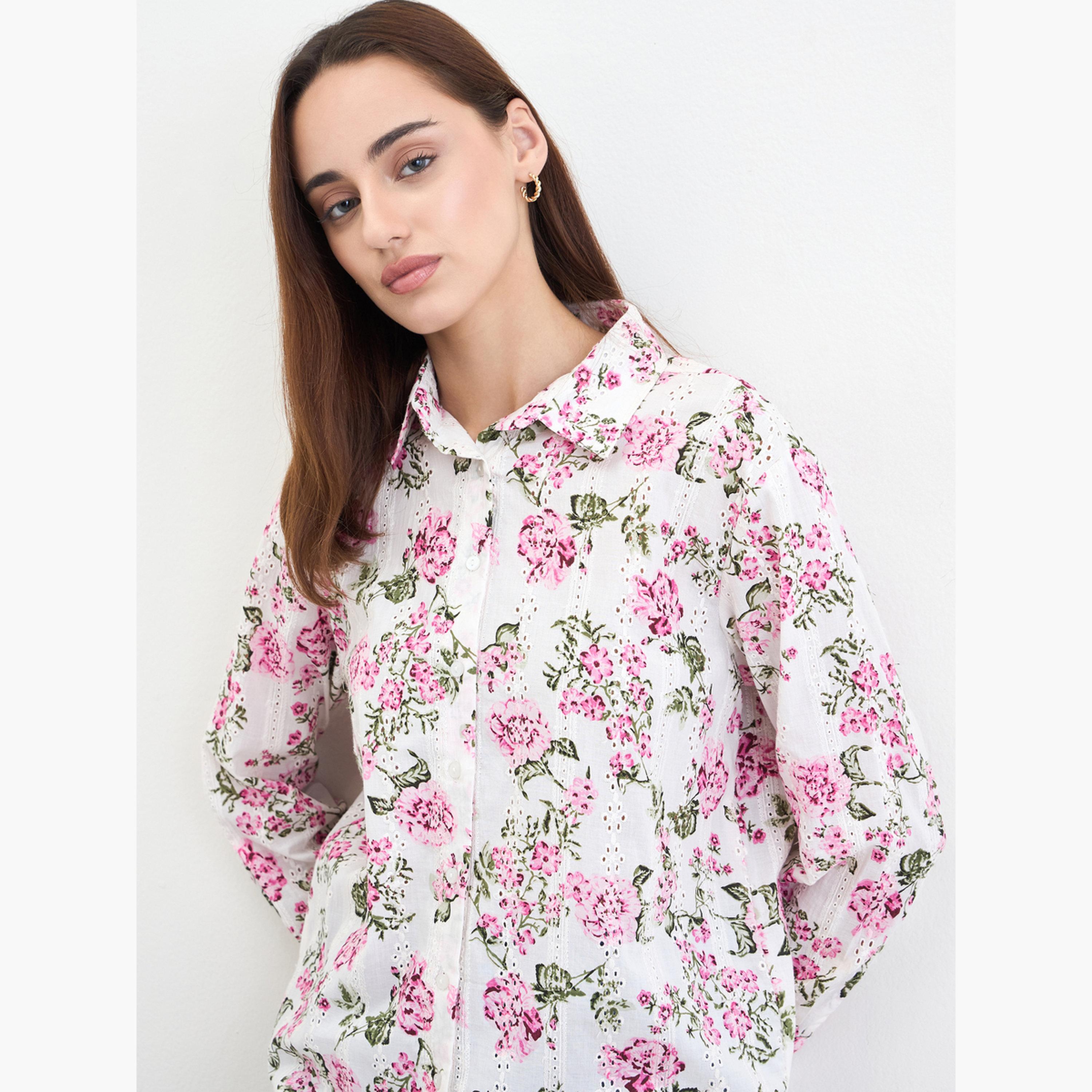 قميص بأكمام طويلة بطبعة زهور-women-clothing-shirtsandblouses-shirts-image-4