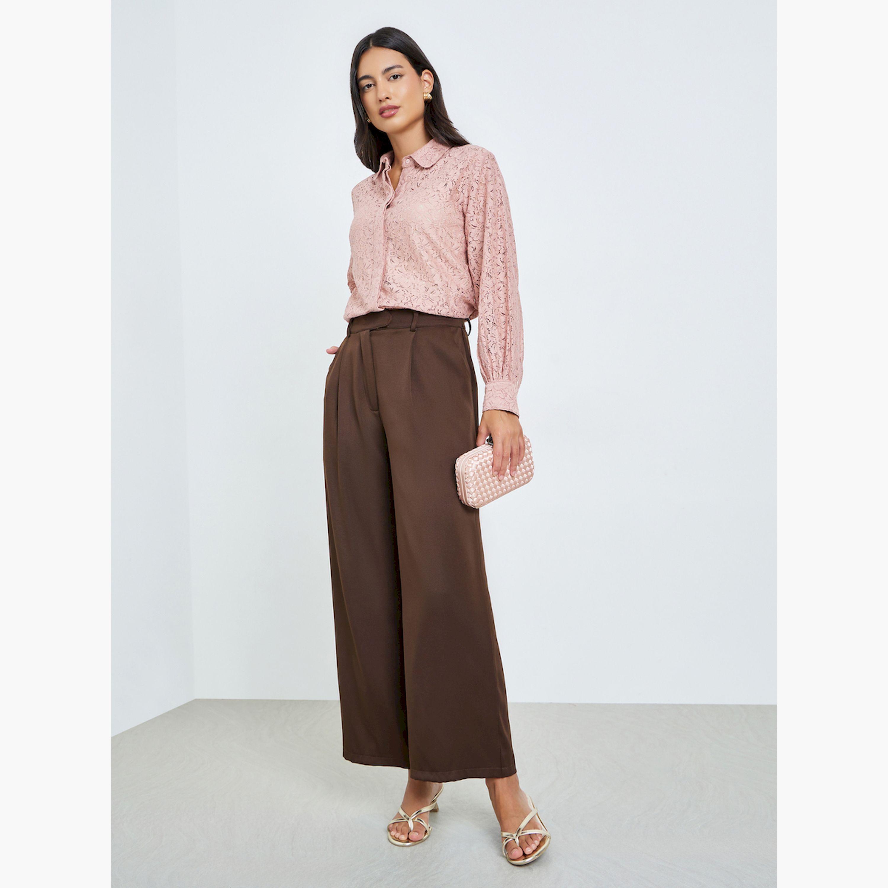 ستايلي - قميص وردي بأكمام طويلة من الدانتيل-women-clothing-shirtsandblouses-shirts-image-2