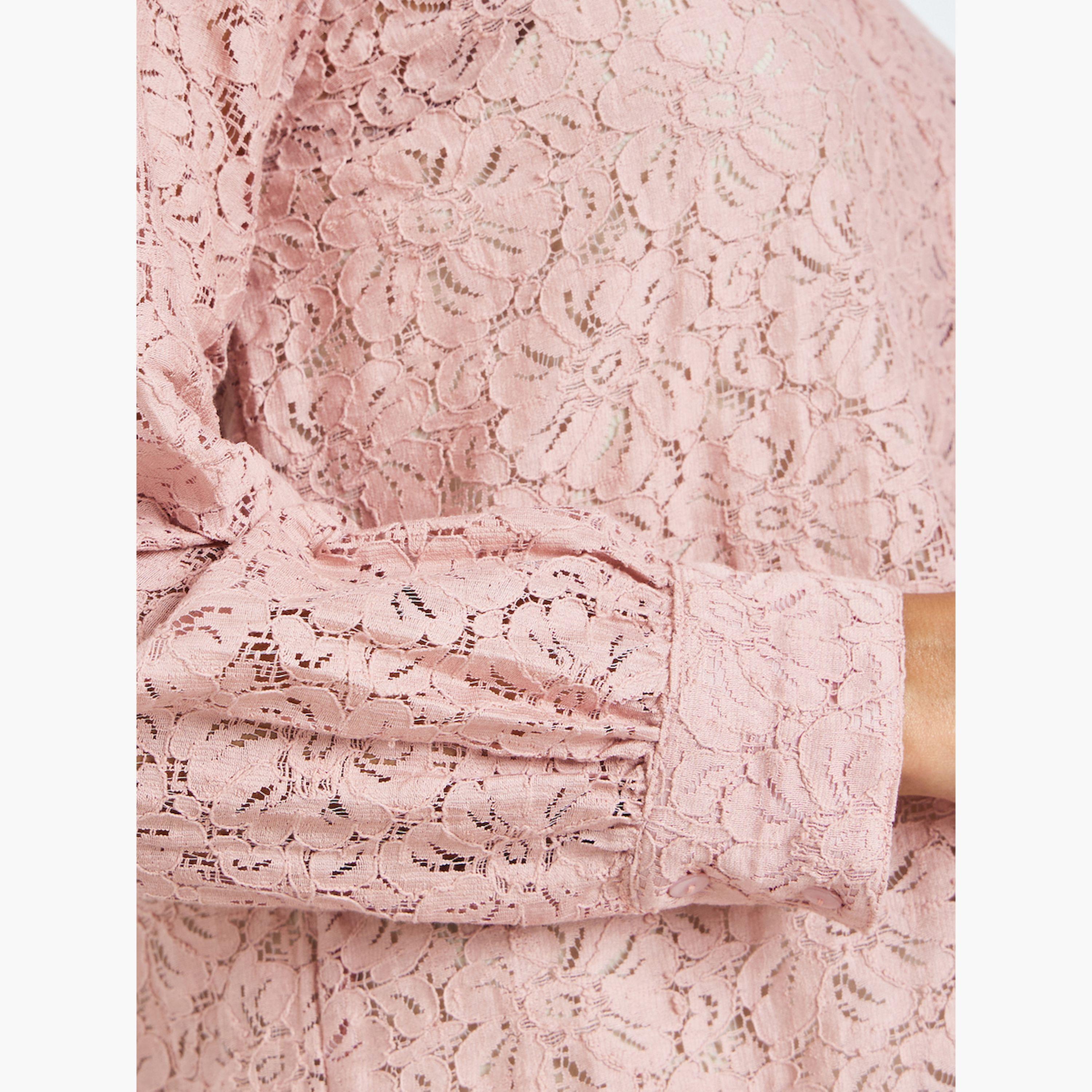 ستايلي - قميص وردي بأكمام طويلة من الدانتيل-women-clothing-shirtsandblouses-shirts-image-6