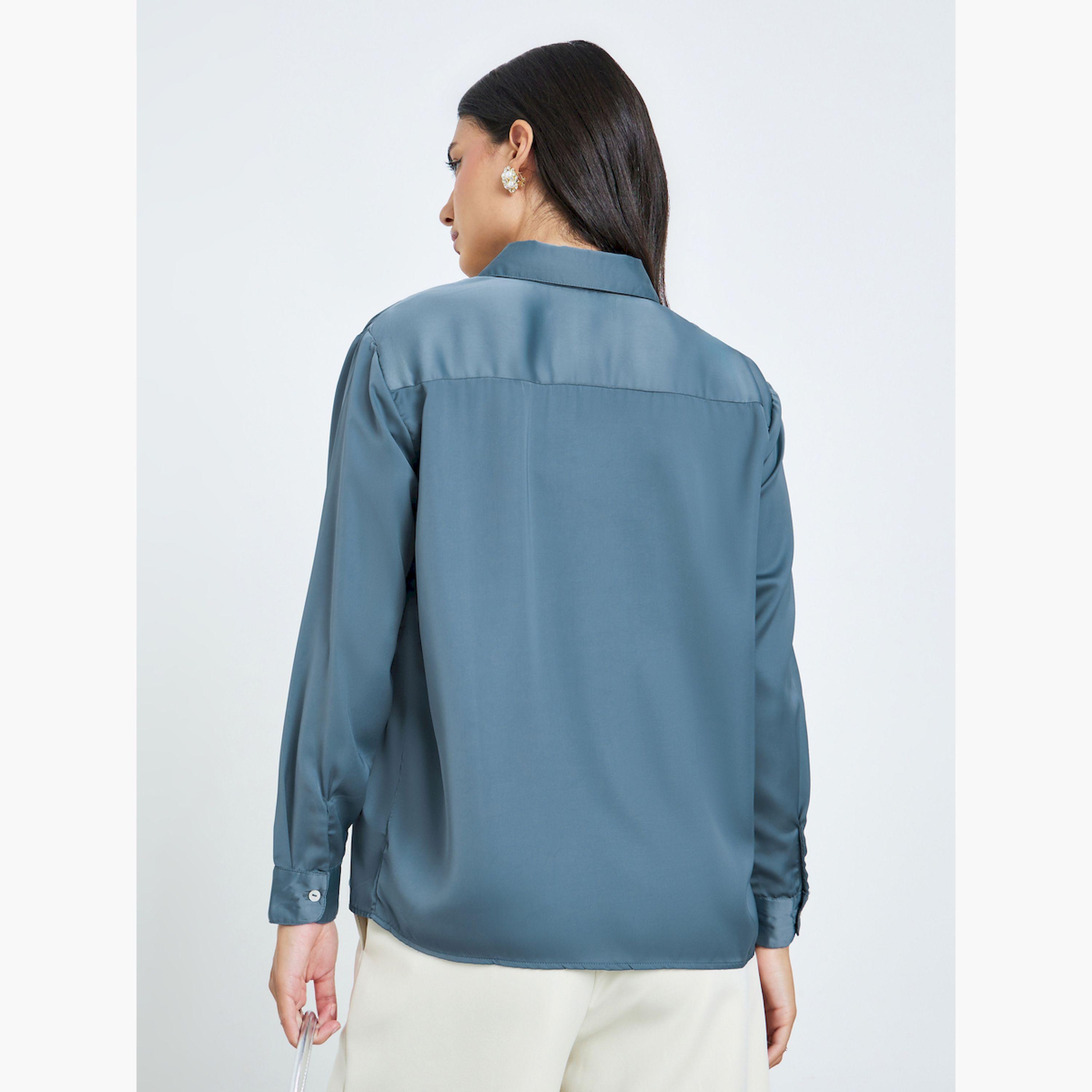 Styli Grey Pearl-Embellished Long Sleeve Shirt-women-clothing-shirtsandblouses-shirts-image-4