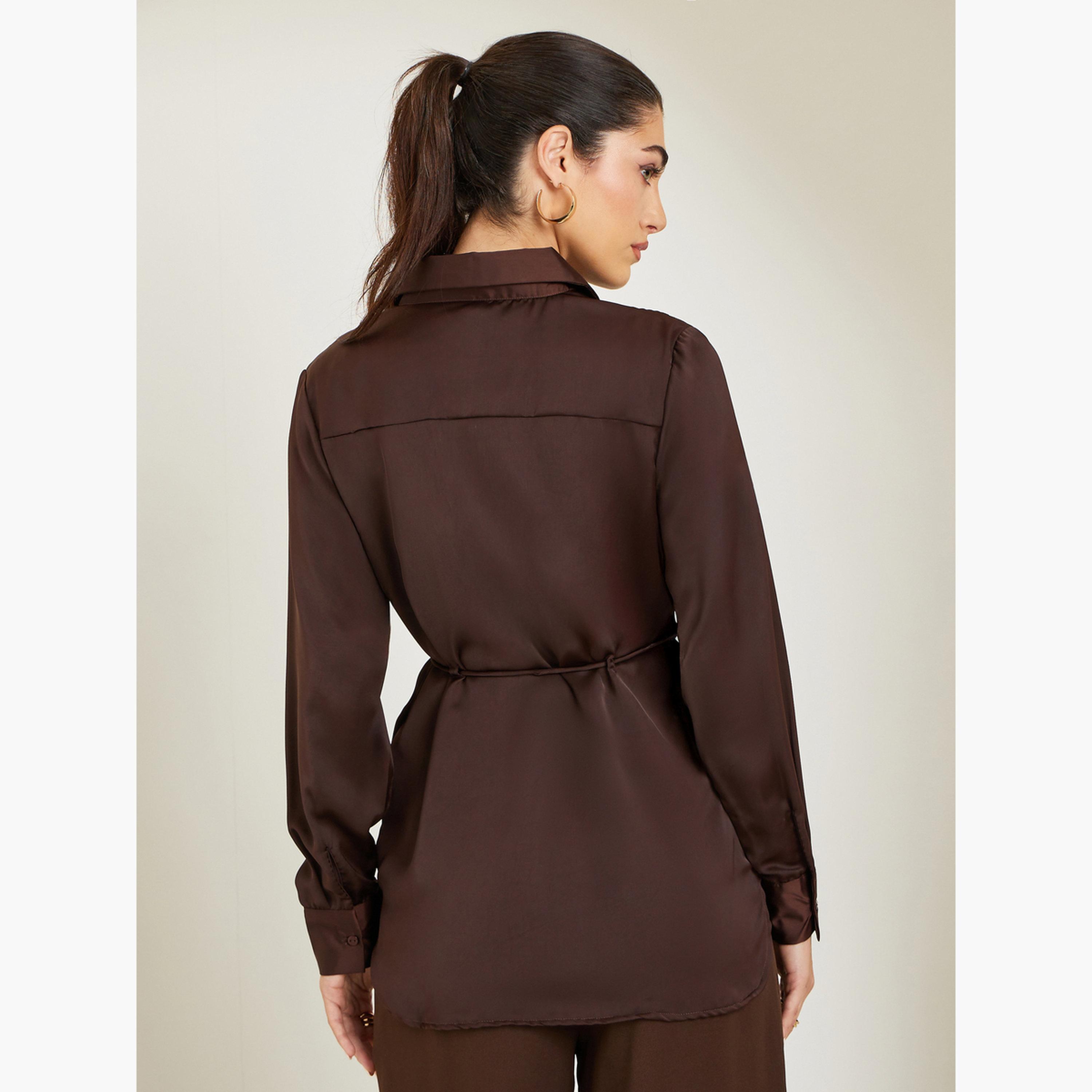 بلوزة بأكمام طويلة وحزام ربط على الخصر-women-clothing-shirtsandblouses-shirts-image-4