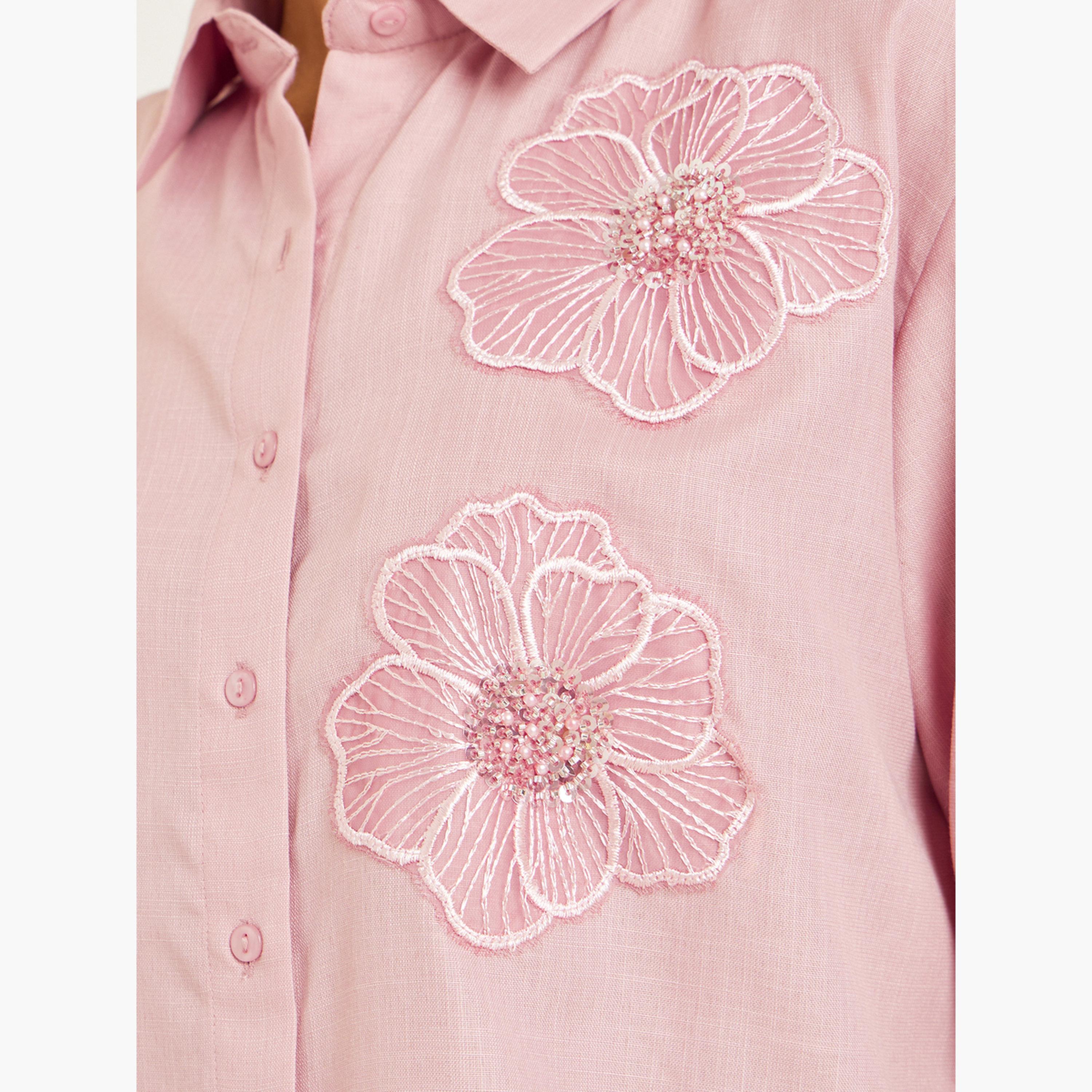 بلوزة بأكمام طويلة ومطرز بزهور-women-clothing-shirtsandblouses-shirts-image-4