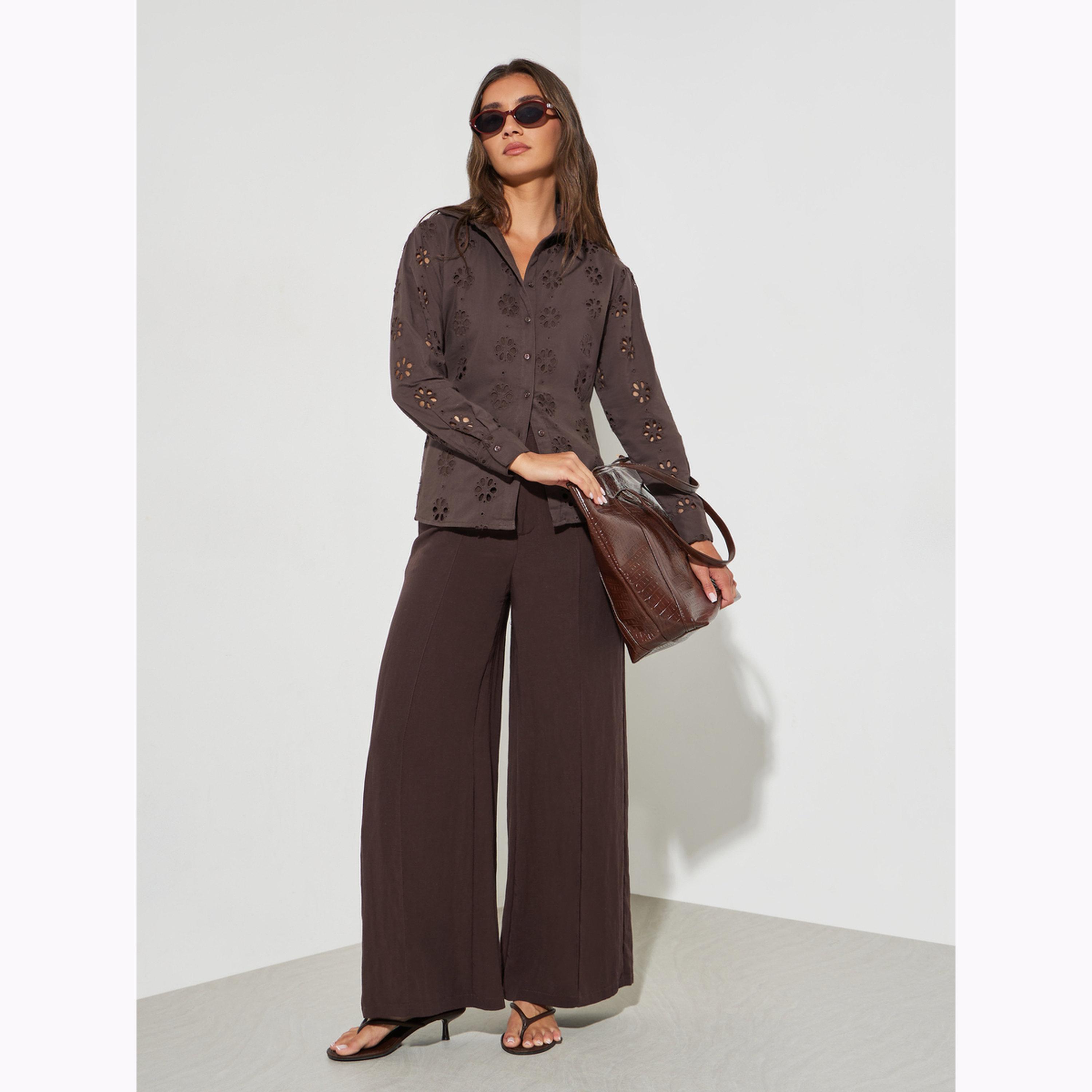 قميص بأكمام طويلة وتطريز بني-women-clothing-shirtsandblouses-shirts-image-2