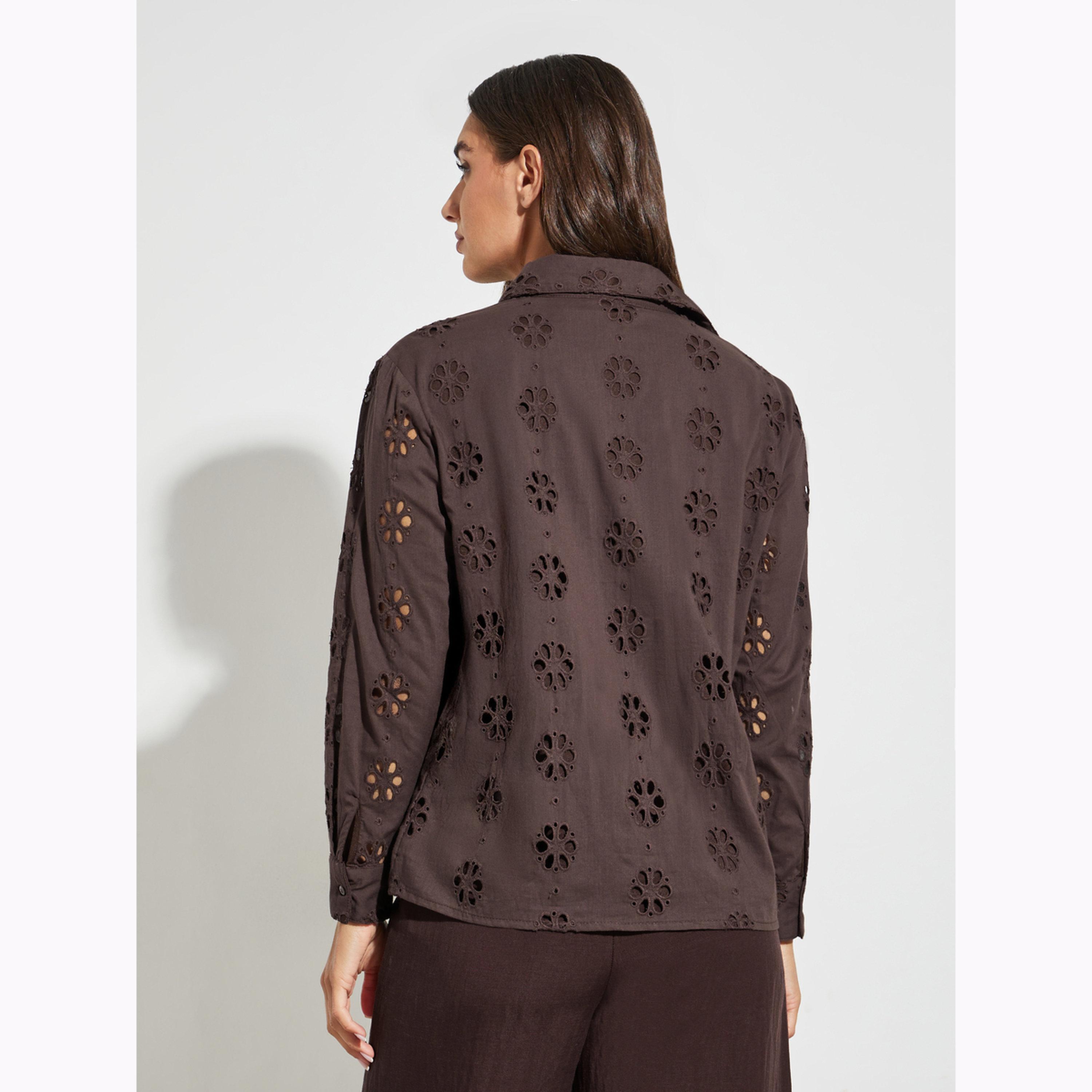 Styli Brown Embroidered Long Sleeve Shirt-women-clothing-shirtsandblouses-shirts-image-4