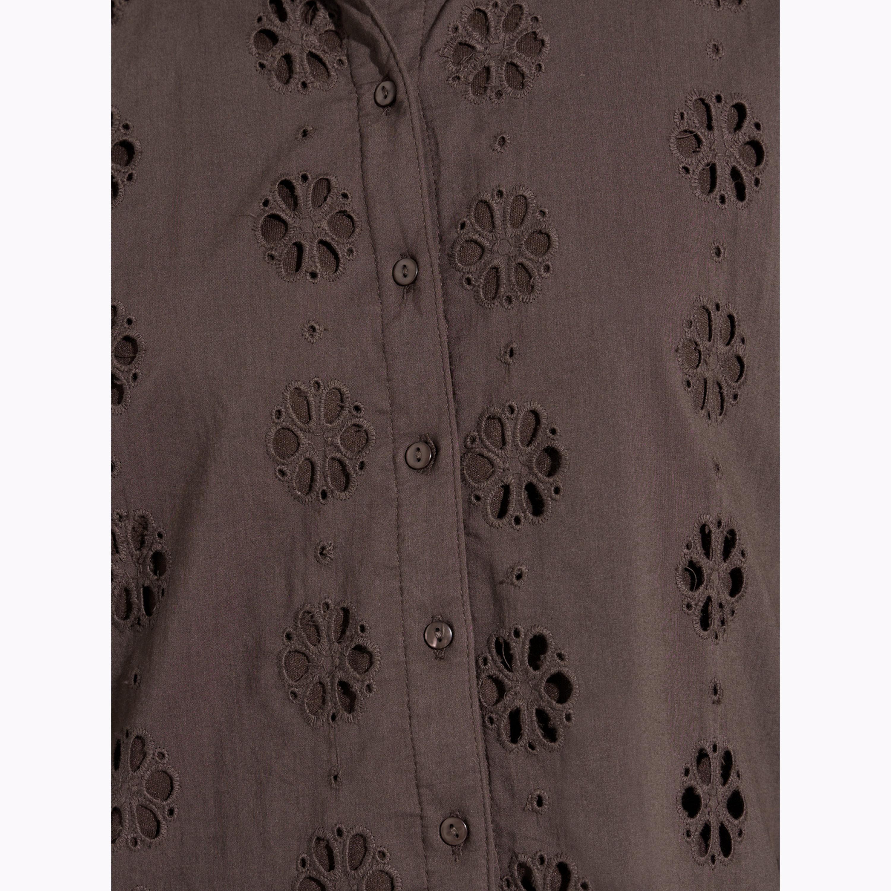 Styli Brown Embroidered Long Sleeve Shirt-women-clothing-shirtsandblouses-shirts-image-5