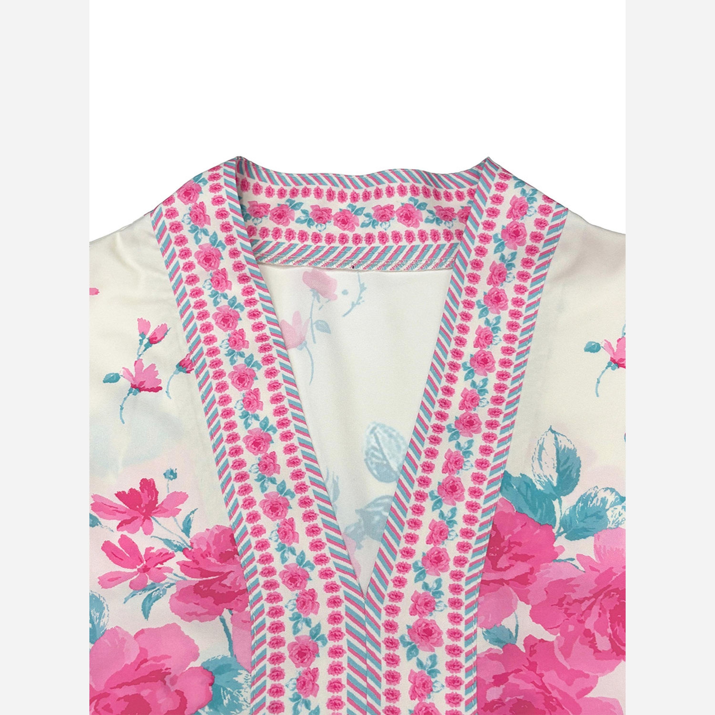 تيك تو - فستان قصير نسائي طبعة زهور بحزام وأكمام واسعة-women-clothing-dresses-image-6