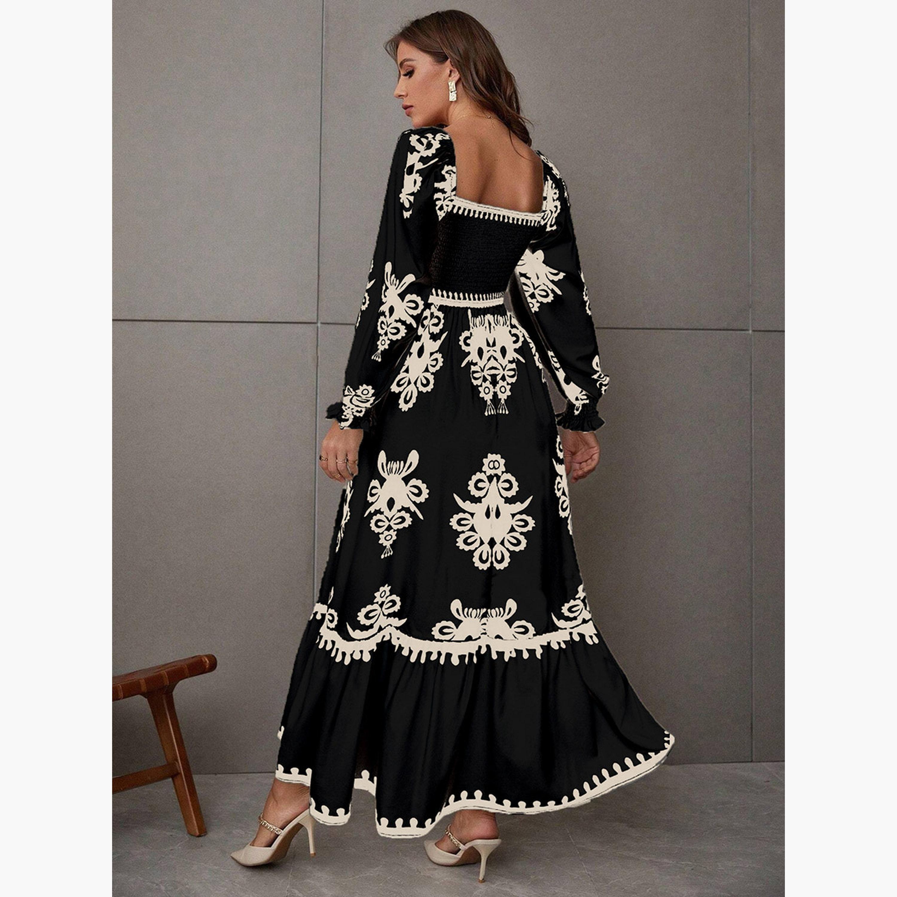 Take Two Women Black Printed Square Neck Maxi Dress-women-clothing-dresses-image-2