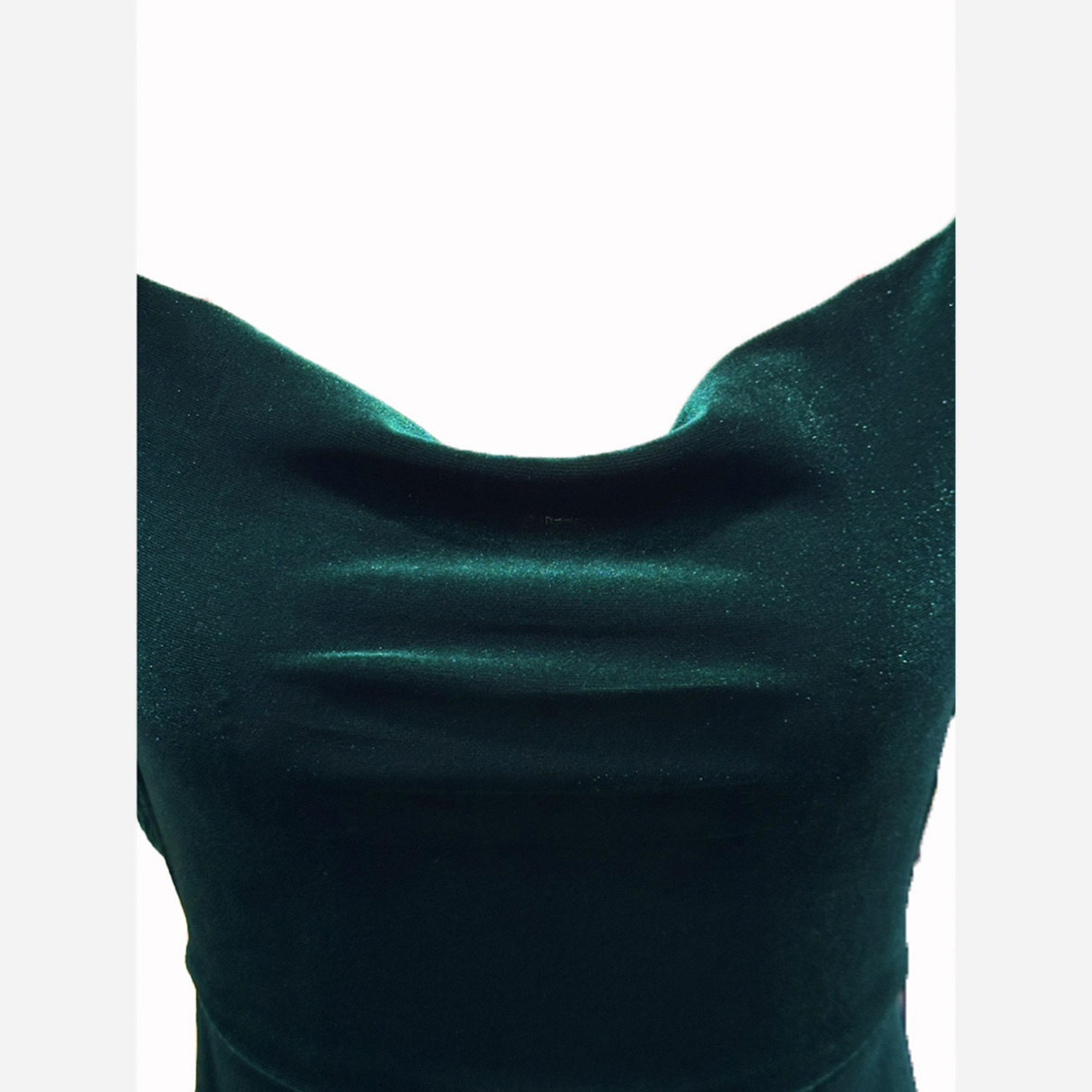 Take Two Women's Solid Fitted Waist Strapless Halter-neck Velvet Mini Dress-women-clothing-dresses-image-5