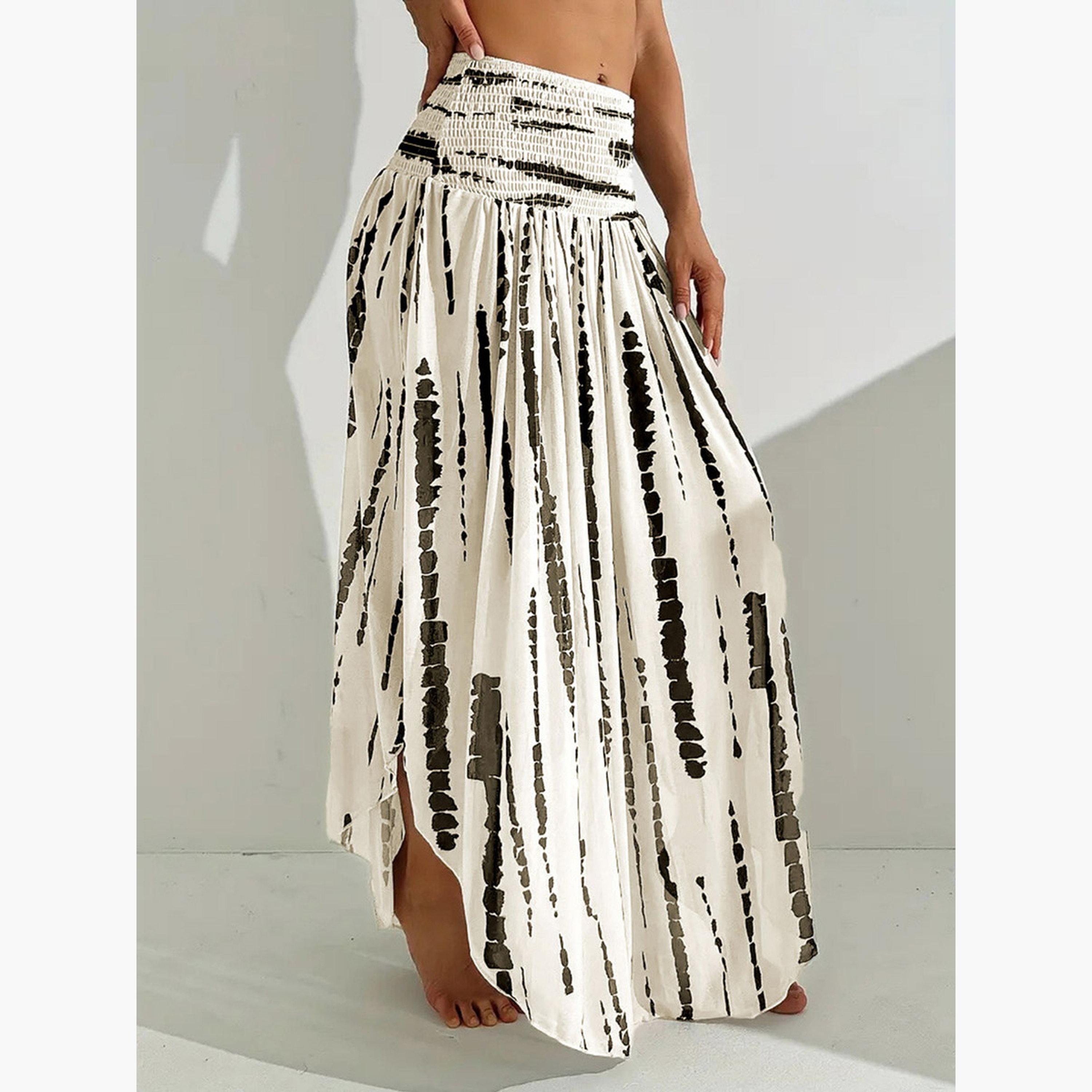 تيك تو - تنورة ماكسي بطبعة للنساء تصميم A-women-clothing-bottoms-skirts-image-2